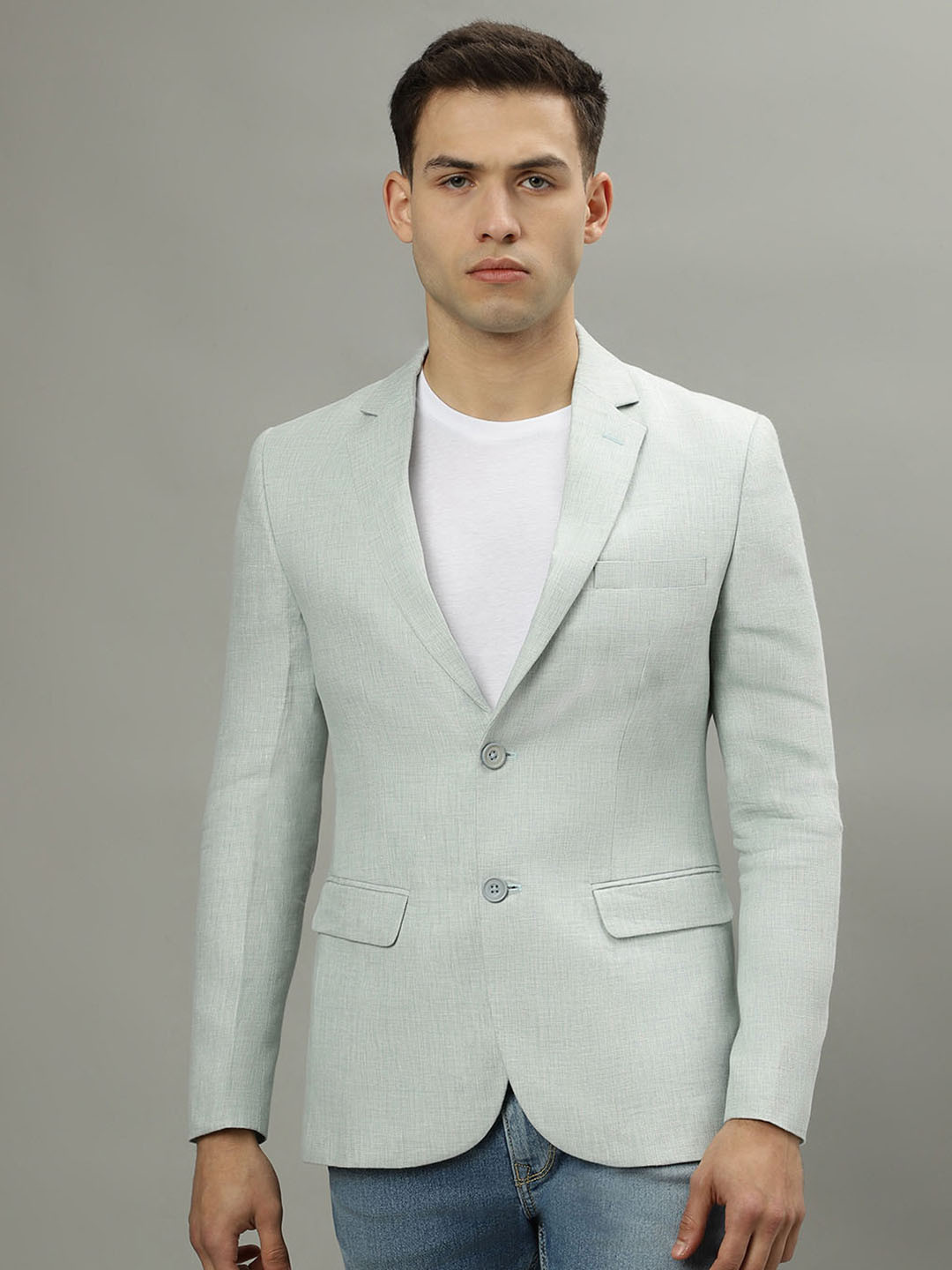Iconic Notch Collar Linen Single Breasted Blazer