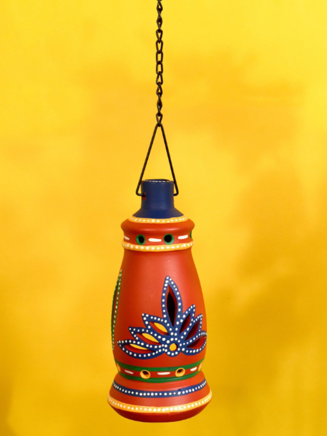 AAKRITI ART CREATIONS Terracotta Red Printed Hanging Tea light