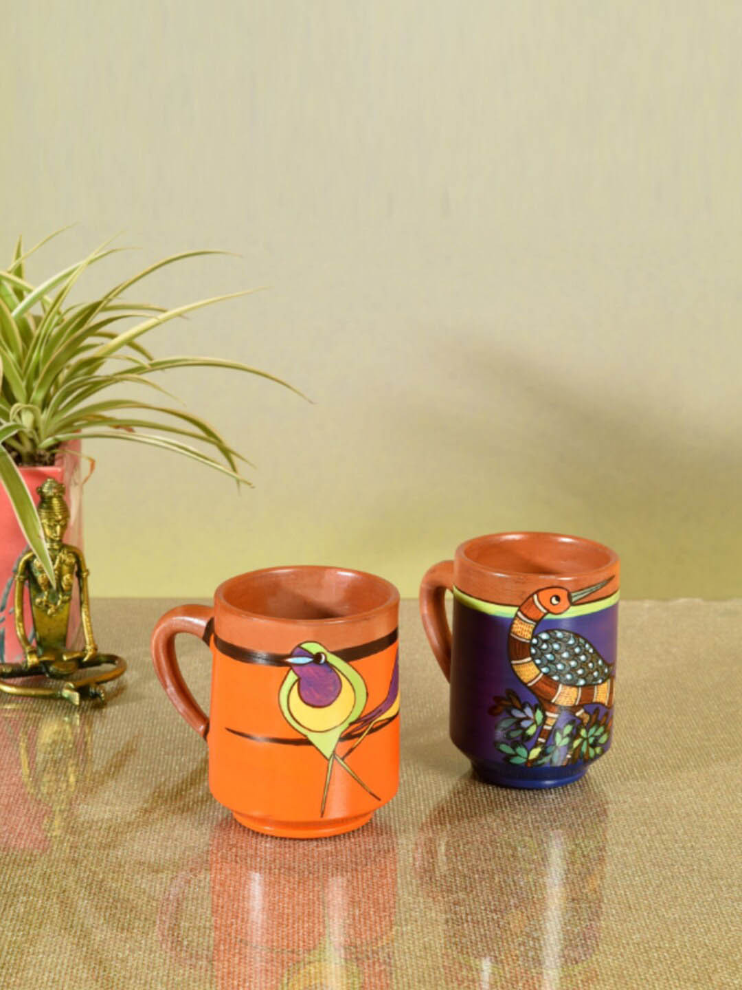 AAKRITI ART CREATIONS Siddharth Name Personalised Purple Animal Print Terracotta Microwave Safe 2 Piece Mugs-200ml