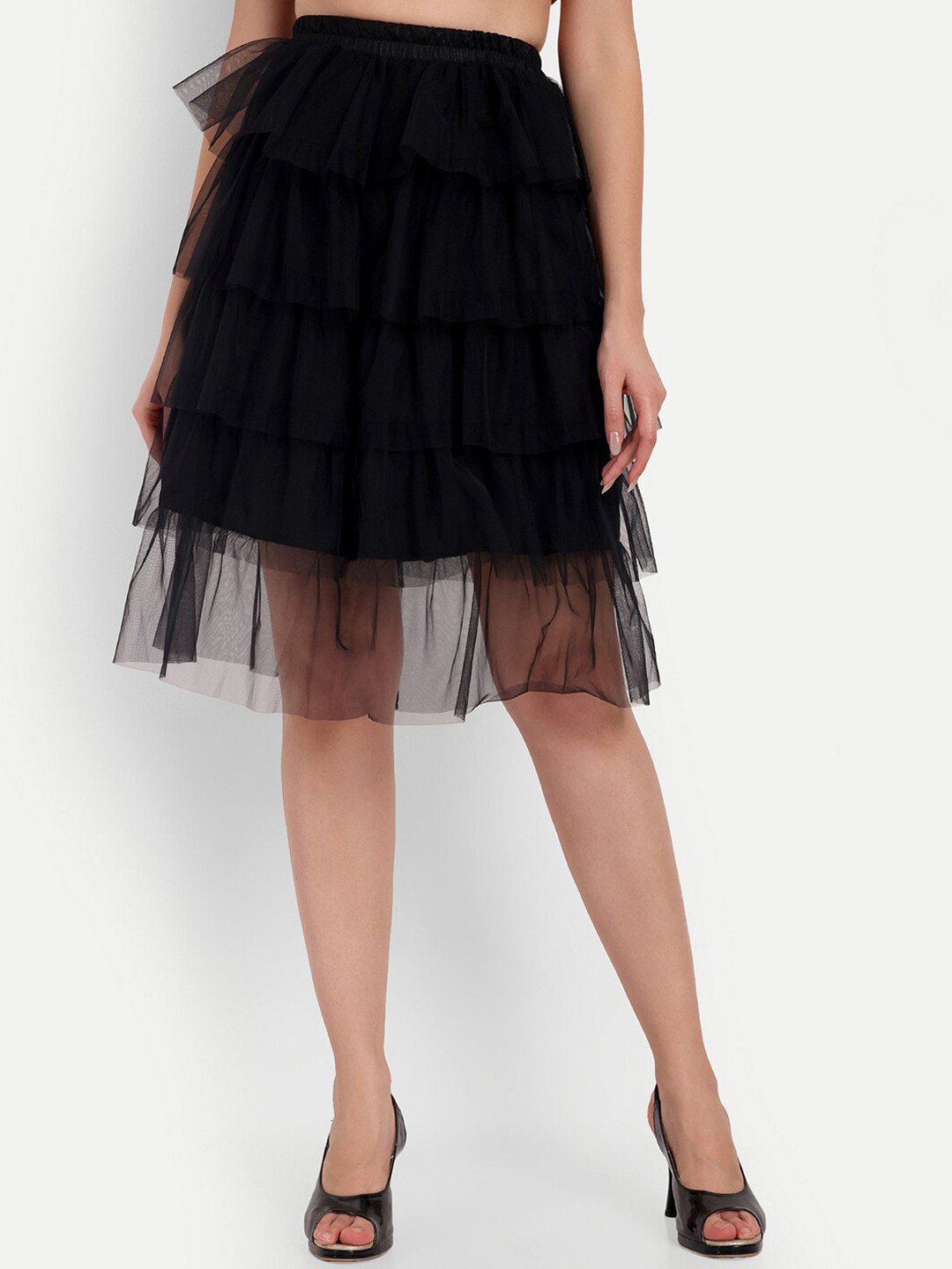 D 'VESH Flared Ruffles Mini Length Skirt