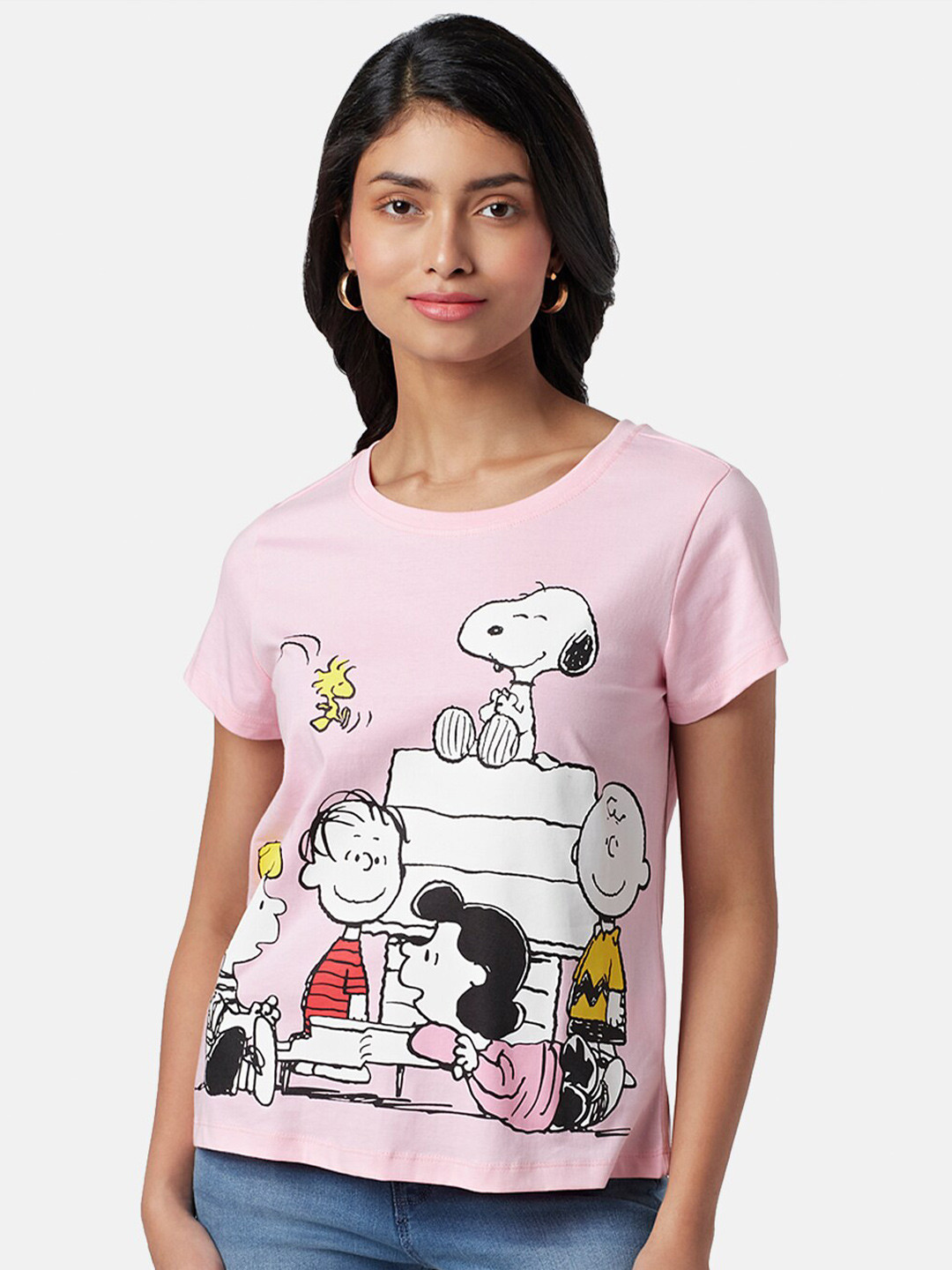 Honey by Pantaloons Peanuts Printed Round Neck Cotton Regular Top