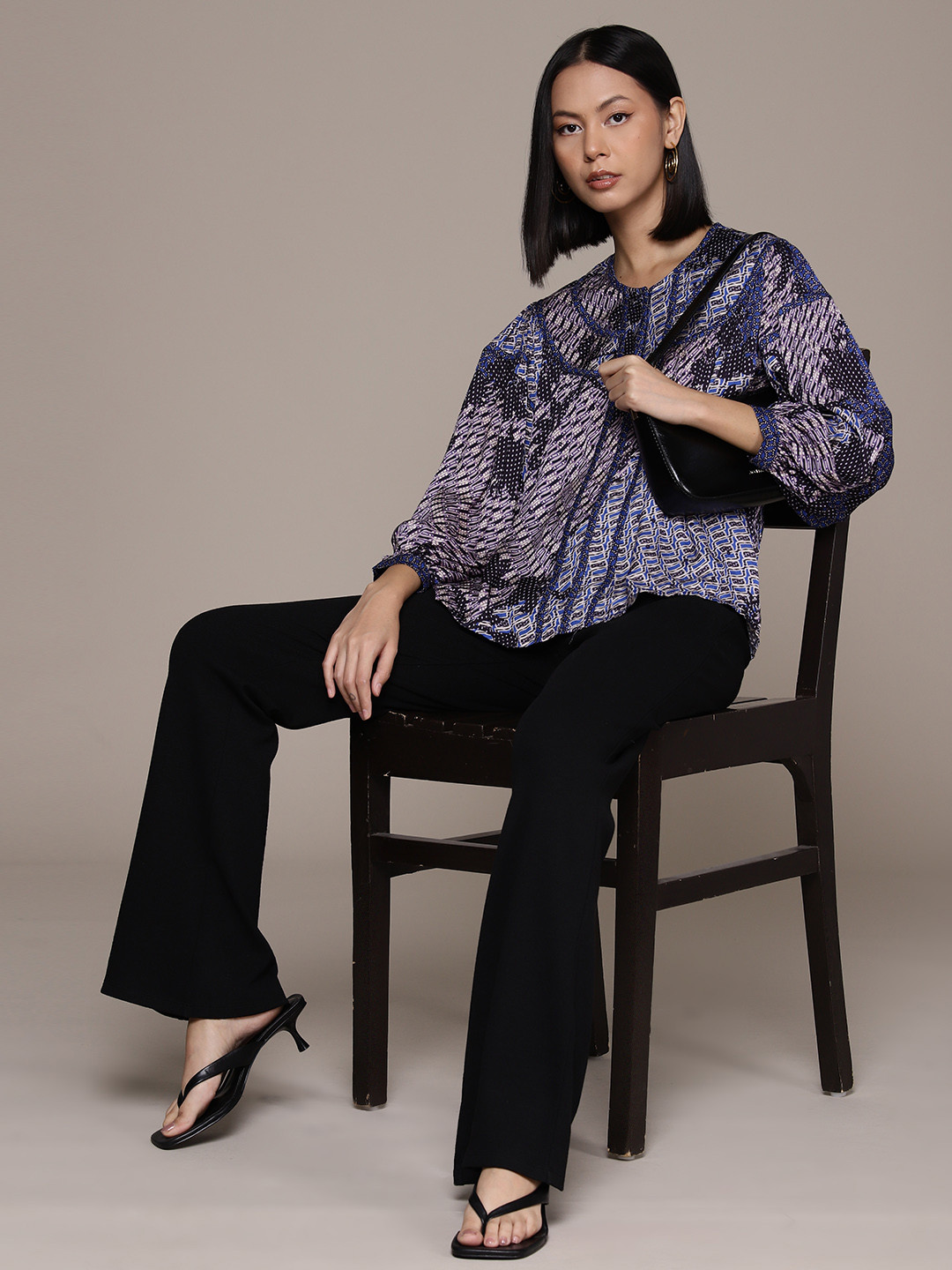 Ritu Kumar Print Puff Sleeves Top