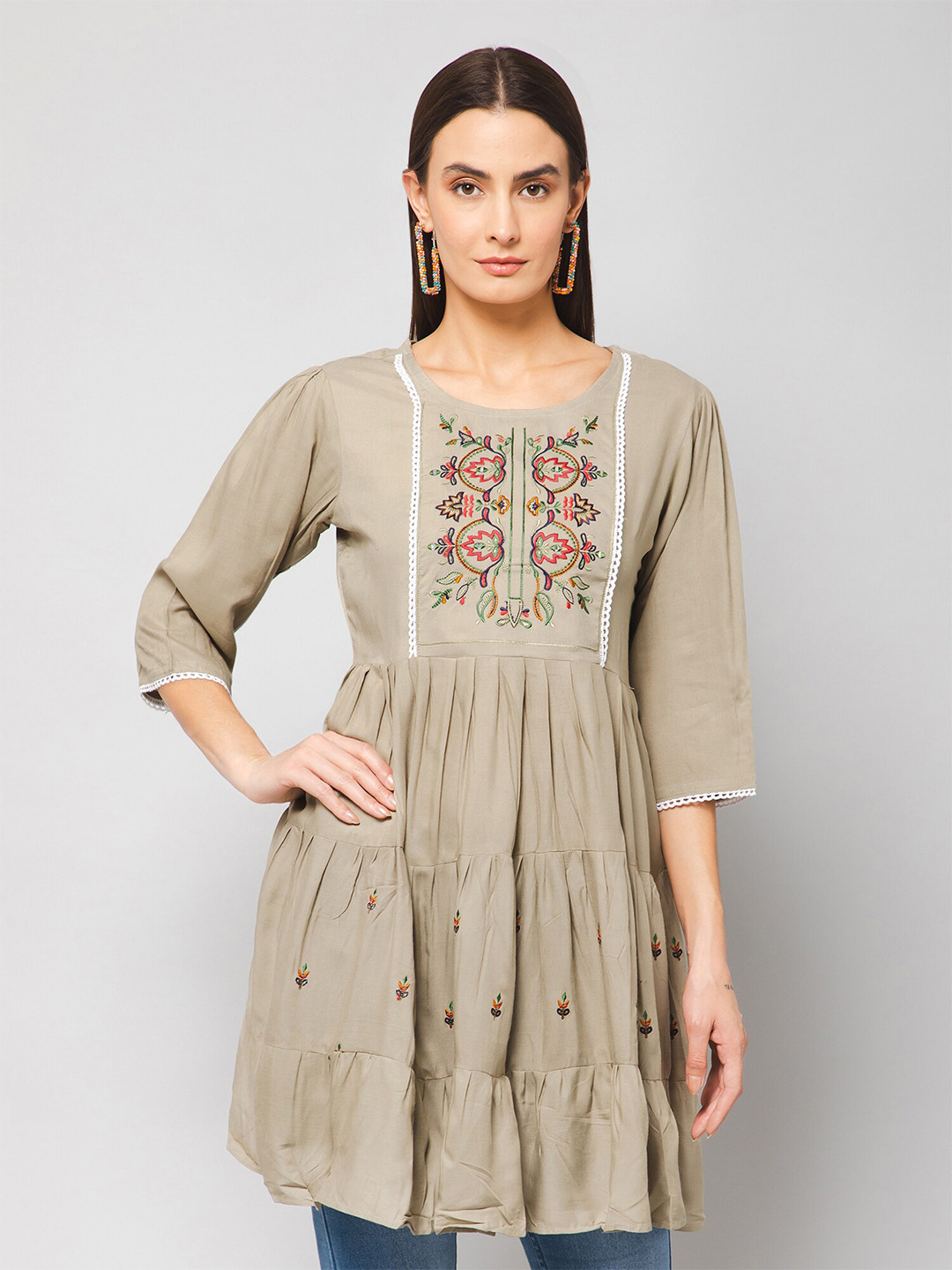 Winza Designer Floral Printed Longline Peplum Top