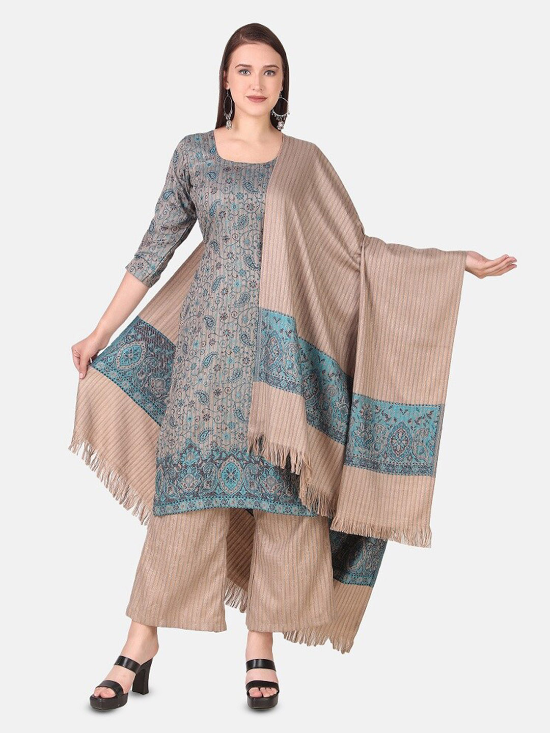 FEMLOOM Ethnic Motifs Woven Design Unstitched Dress Material