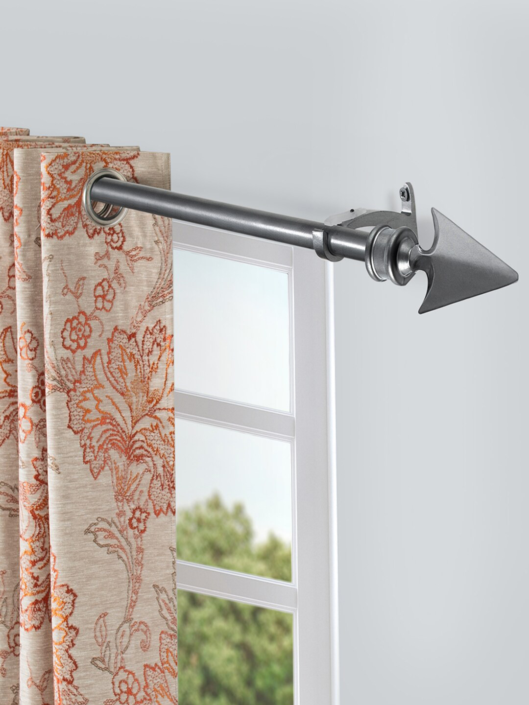 Deco Window Charcoal Extendable Curtain Rods With Brackets