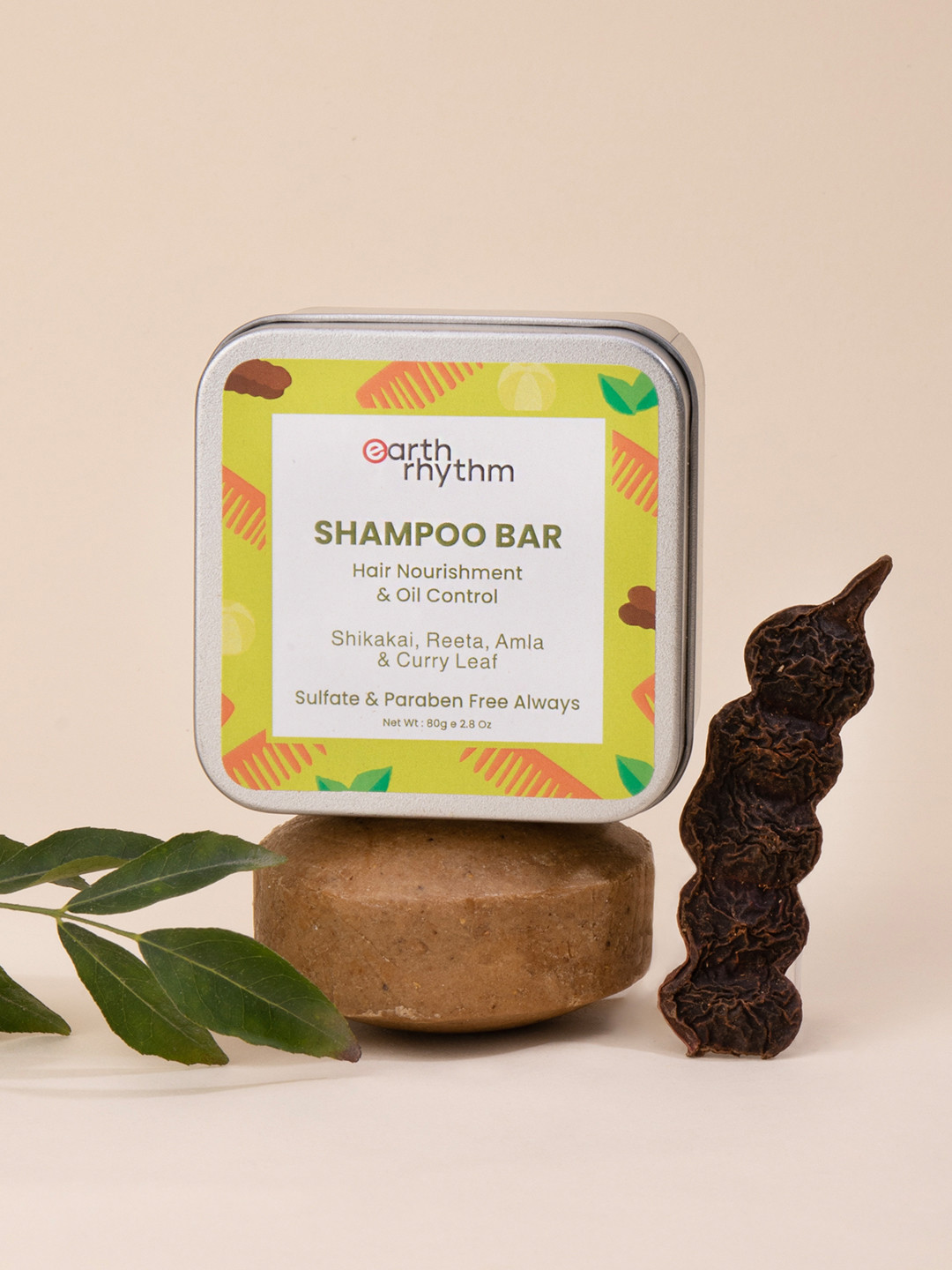 Earth Rhythm Shikakai Shampoo Bar-80 g