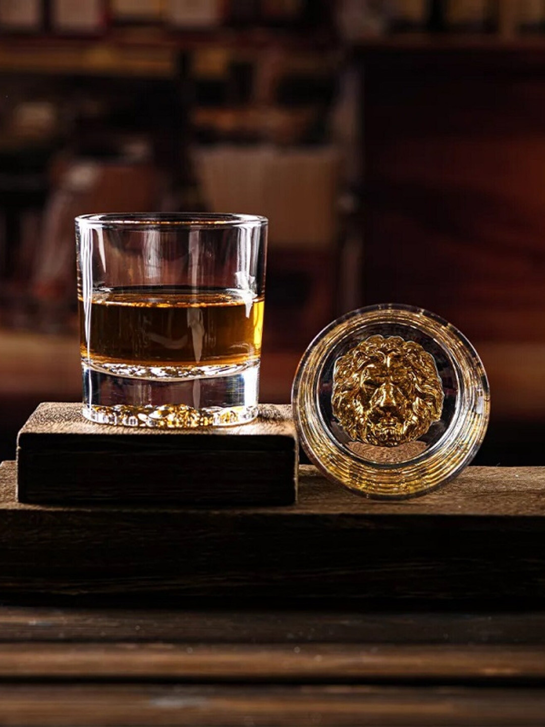 MELBIFY Gold-Toned Lion Whisky Glass 300ml