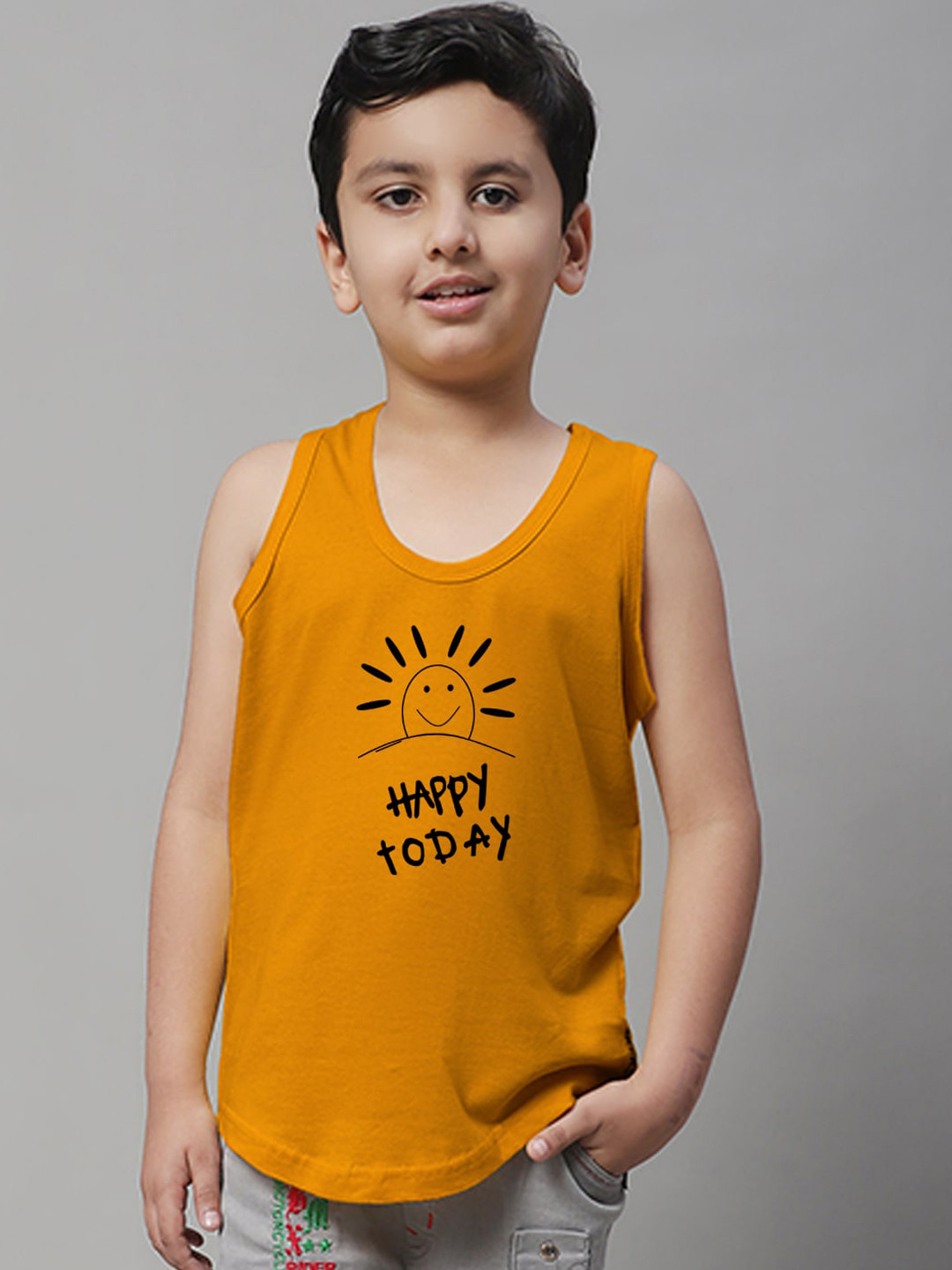 Friskers Boys Bio Wash Happy Today Printed Pure Cotton Innerwear Vest