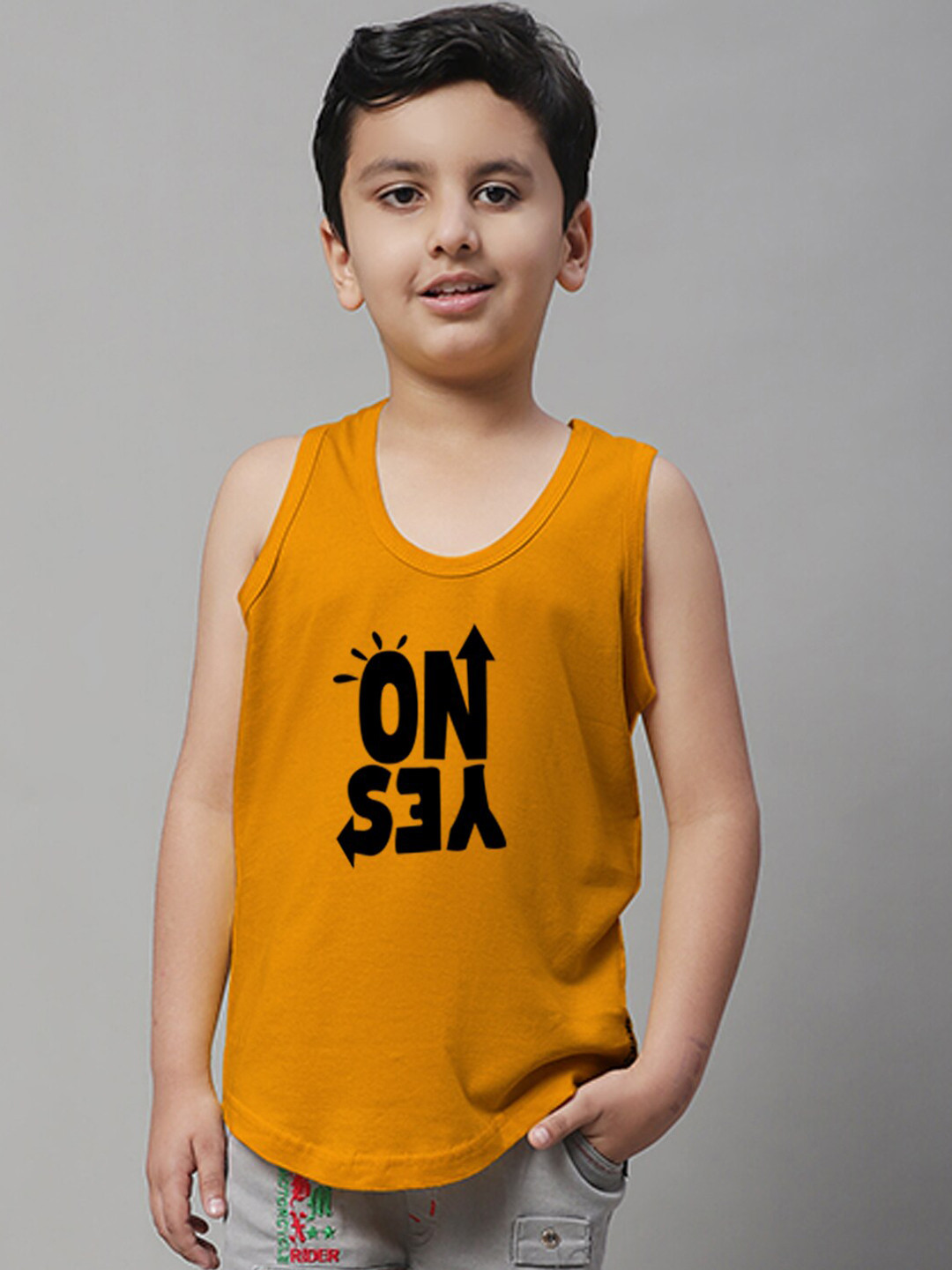 Friskers Boys Bio Wash Yes No Printed Pure Cotton Innerwear Vest