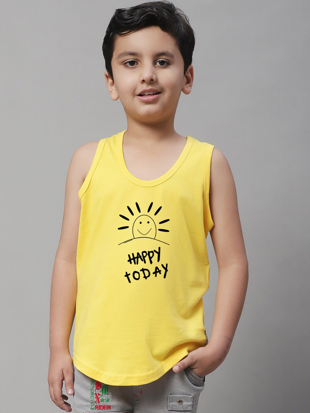 Friskers Boys Bio Wash Happy Today Printed Pure Cotton Innerwear Vest