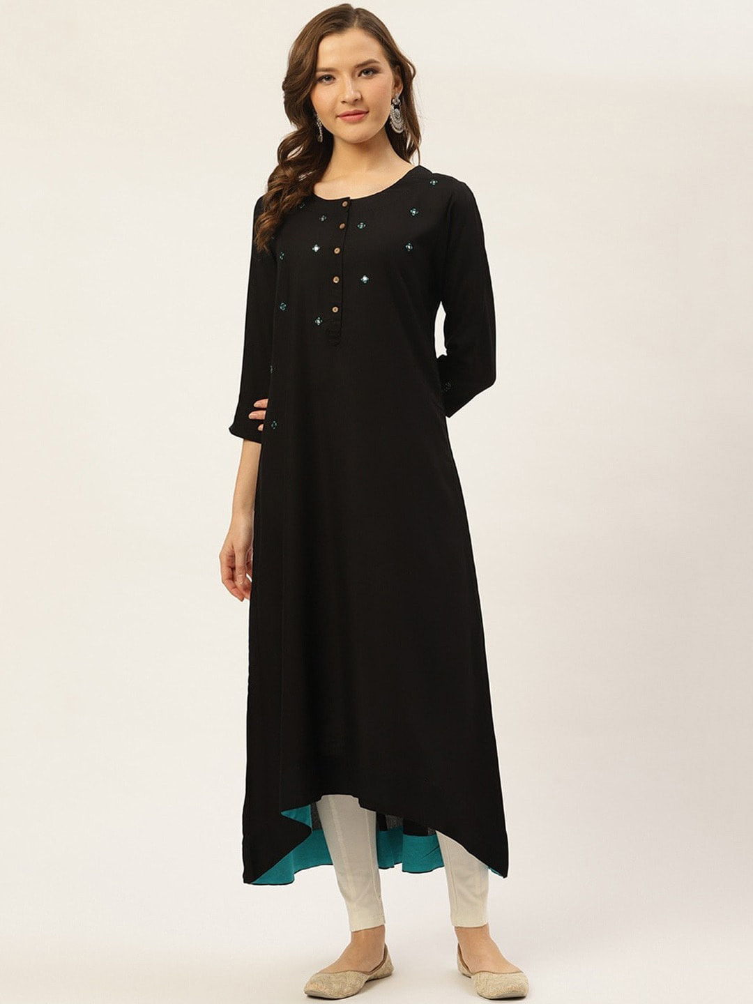 SUTI Mirror Work High-Low A-Line Kurta