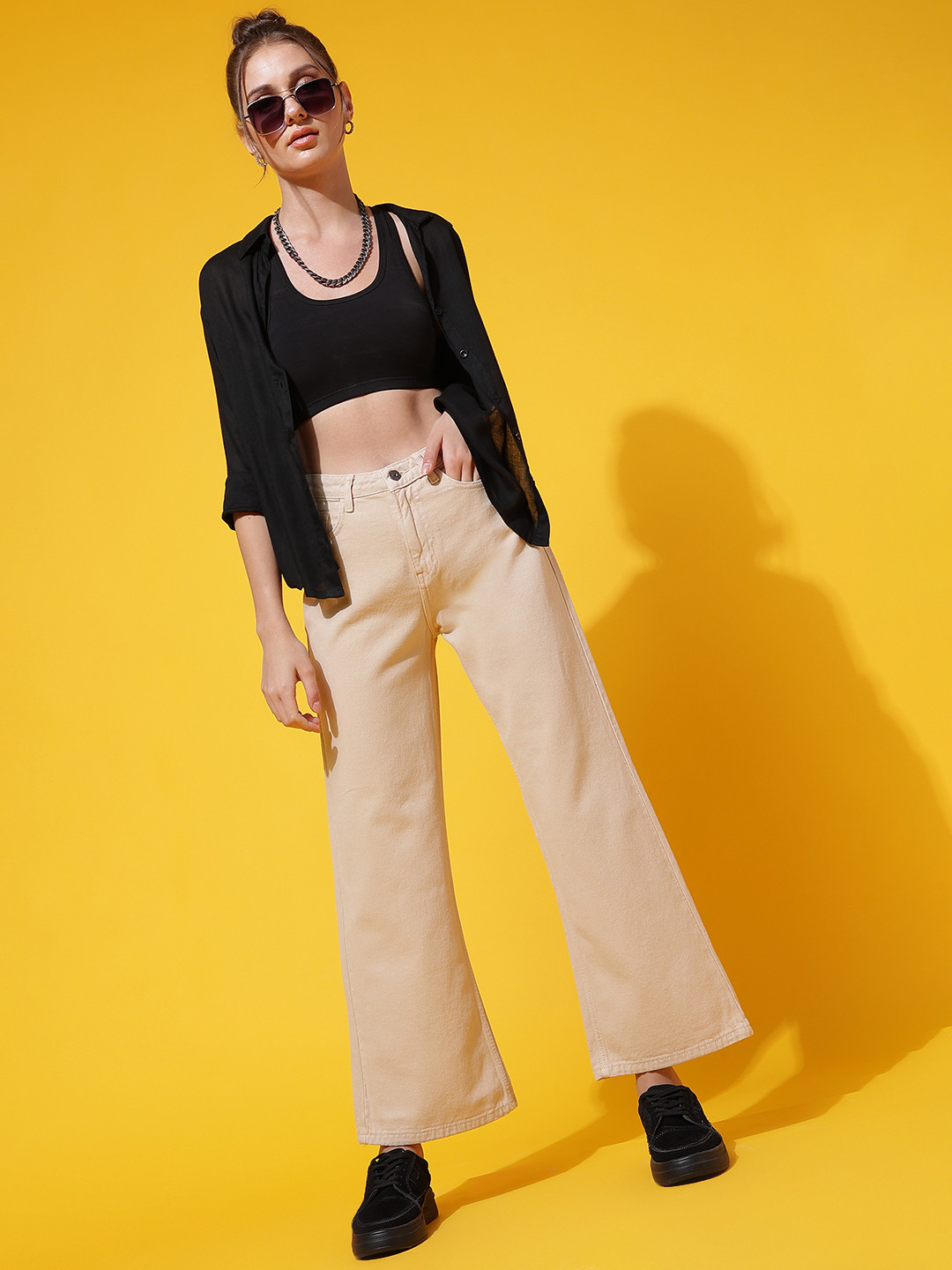 Belliskey Women Flared High-Rise Clean Look Non-Stretchable Denim Jeans