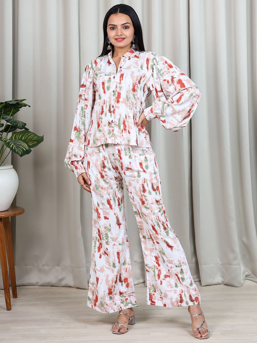 Virah Fashion Abstract Printed Shirt With Palazzo