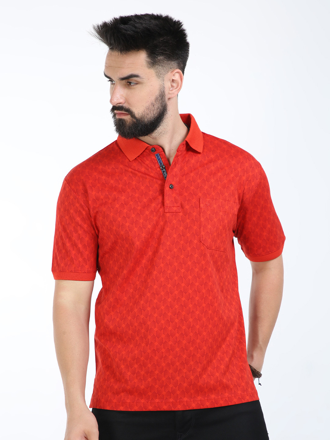 Classic Polo Geometric Printed Polo Collar Cotton T-Shirt