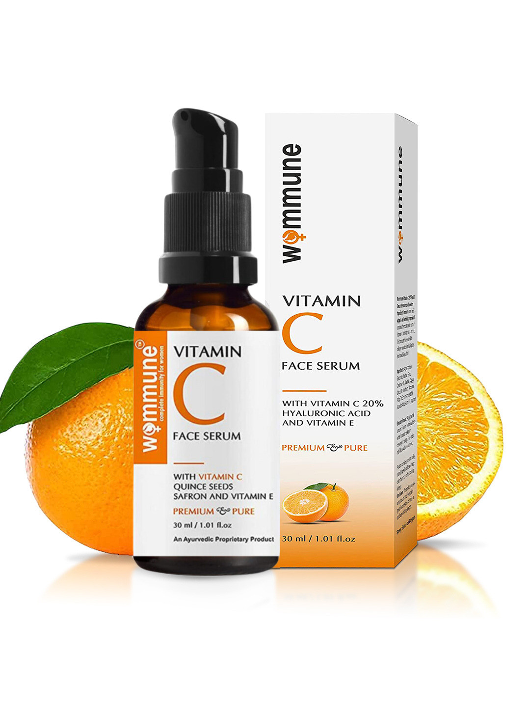 WOMMUNE Premium & Pure Vitamin C Face Serum with Quince Seeds & Saffron - 30ml