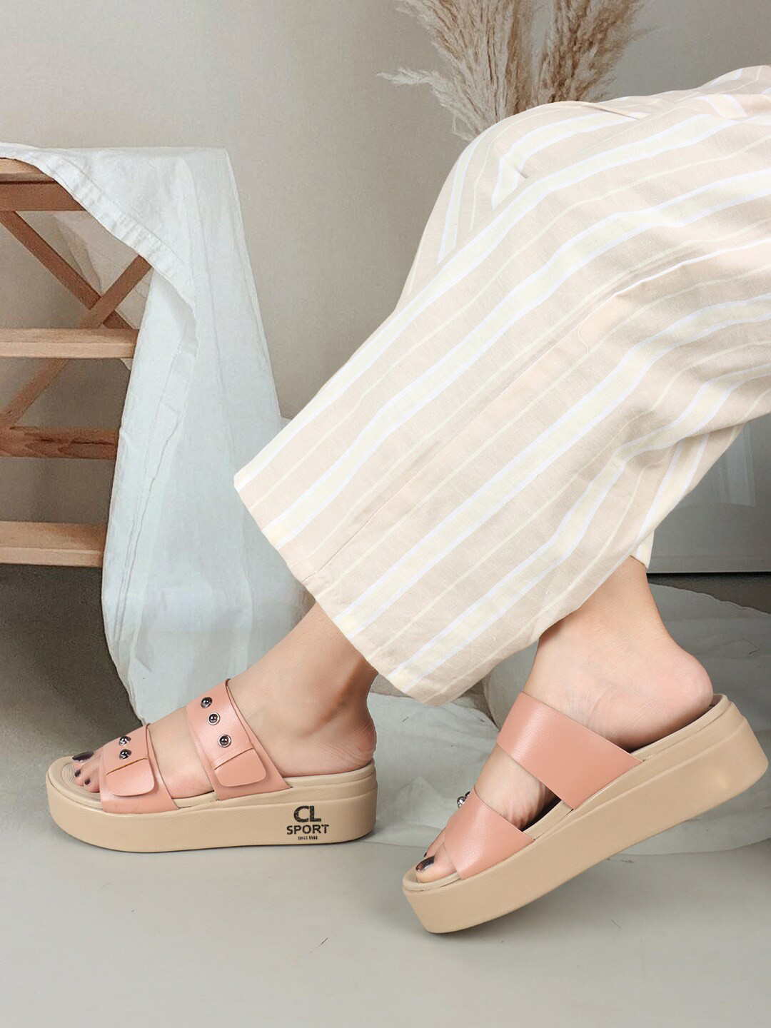 Carlton London sports Peach-Coloured Platform Sandals