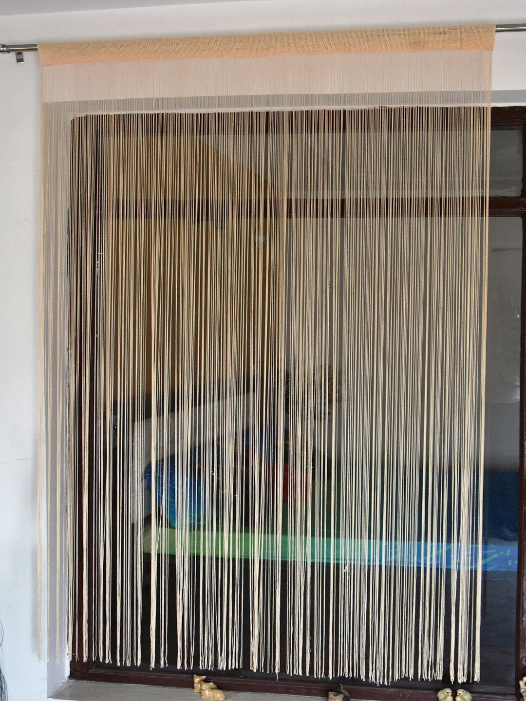 Homefab India 2 Pieces Beige Thread Strings Sheer Door Curtains