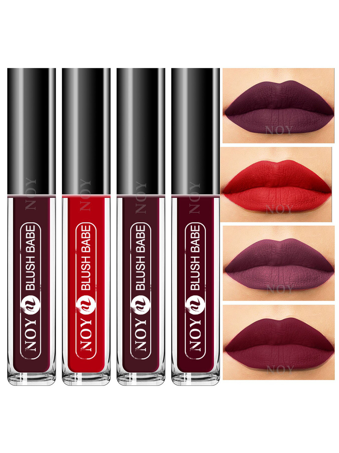 NOY Set of 4 Blush Babe Smudge-Free Matte Liquid Lipstick 4 ml each - Shade 01-04-05-07