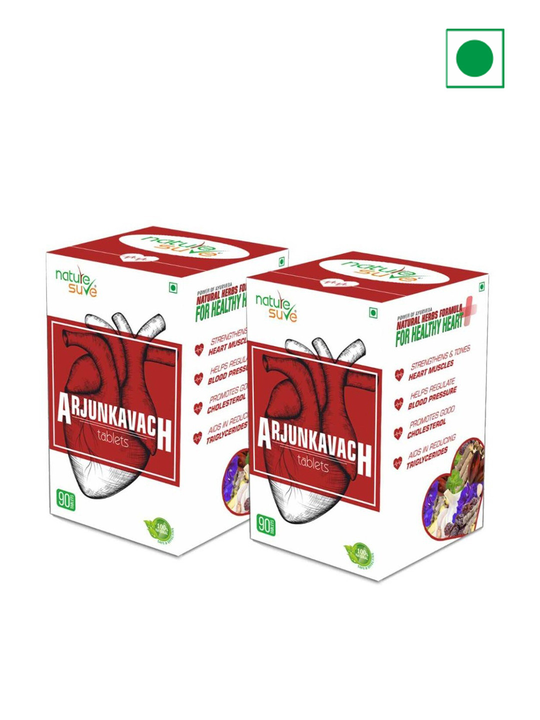 Nature Sure Set Of 2 Arjun Kavach Tablets For Healthy Heart - 90 Tablets