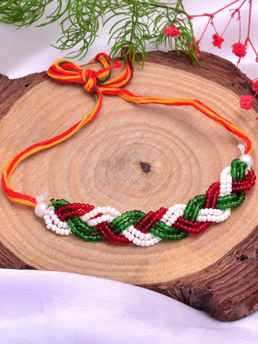 Abhooshan Colorful Beaded Thread Rakhi