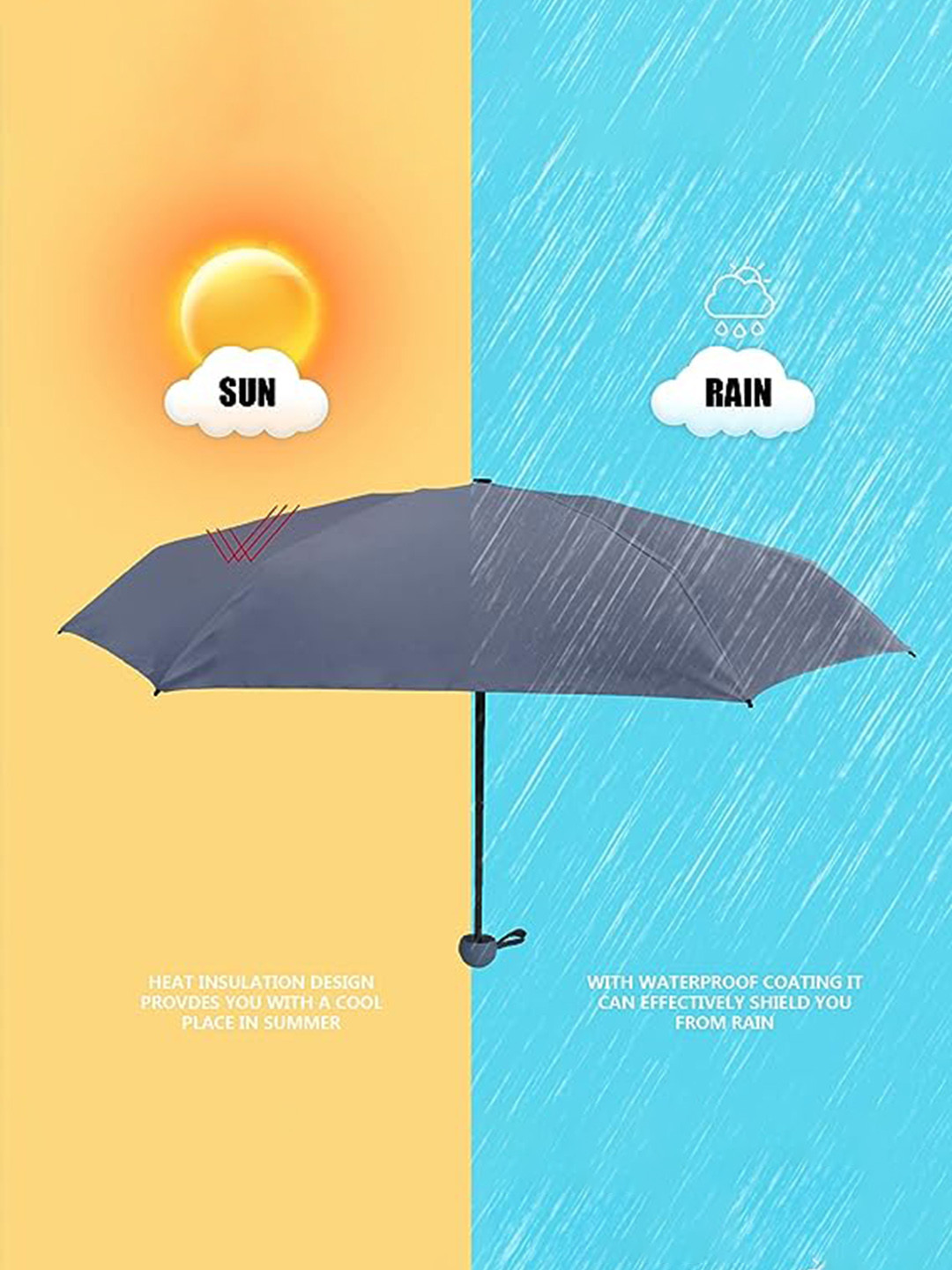 Alexvyan Manual Rain Sun & UV Protection Umbrella with Case