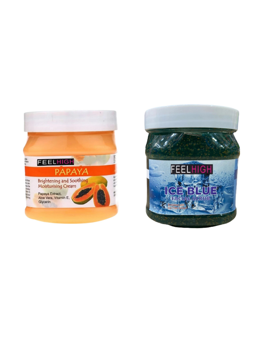 FEELHIGH Set Of Papaya Cream And Ice Blue Scrub  - 500ml Each