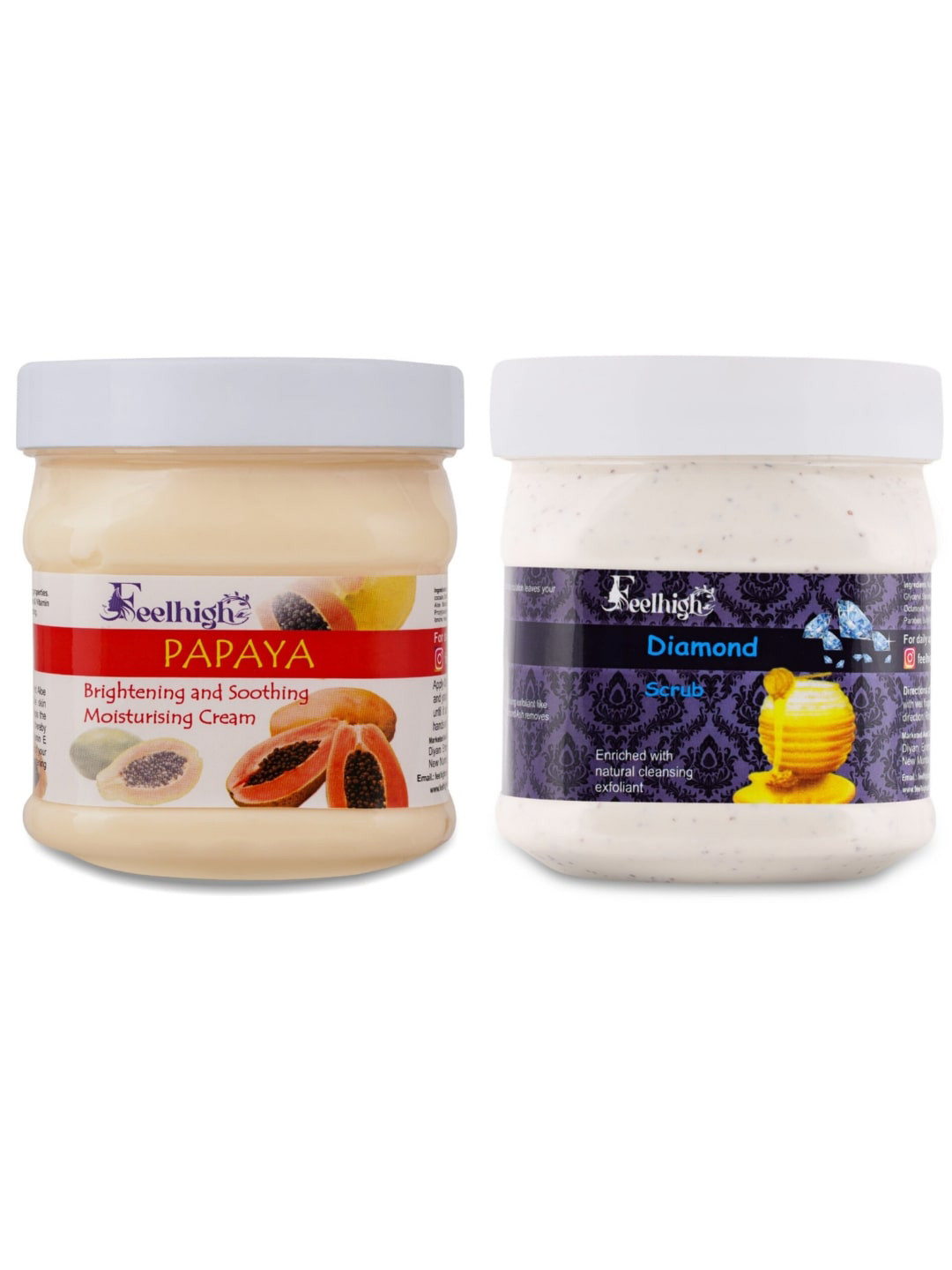 FEELHIGH Set Of Papaya Cream And Diamond Scrub  - 500ml Each