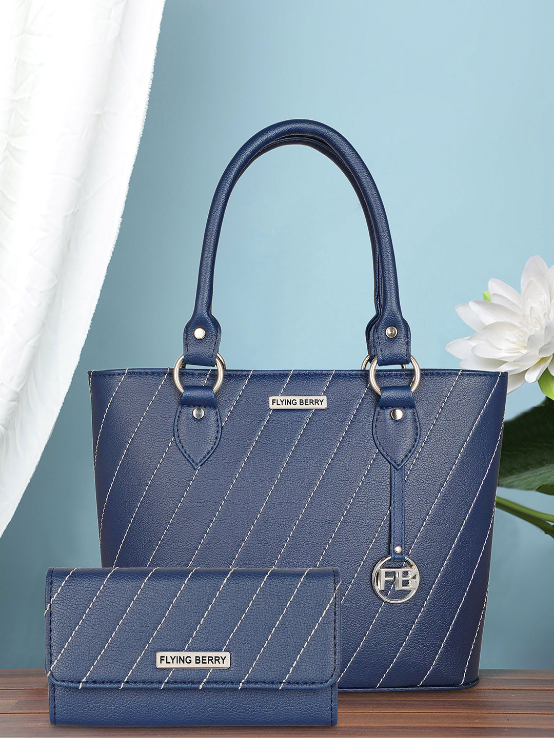 FLYING BERRY Set Of 2 Textured Water Resistant Structured Handheld Bag