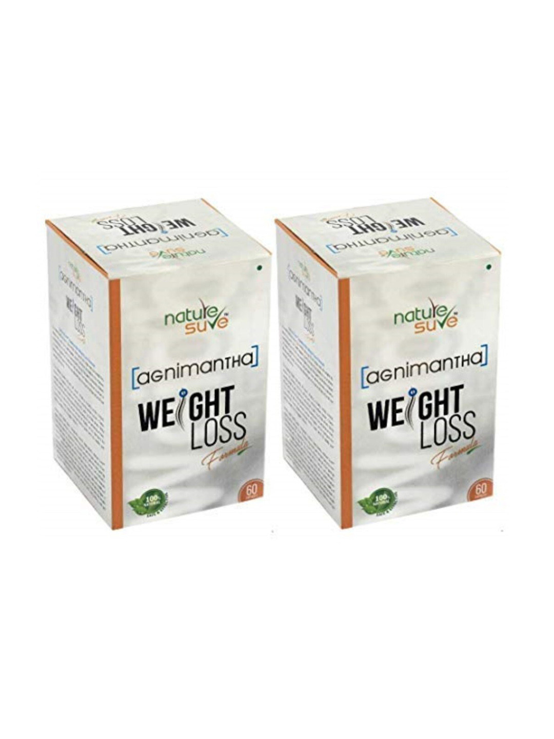 Nature Sure Set of 2 Agnimantha Weight Loss Capsules with Shilajit - 60 Pieces Each