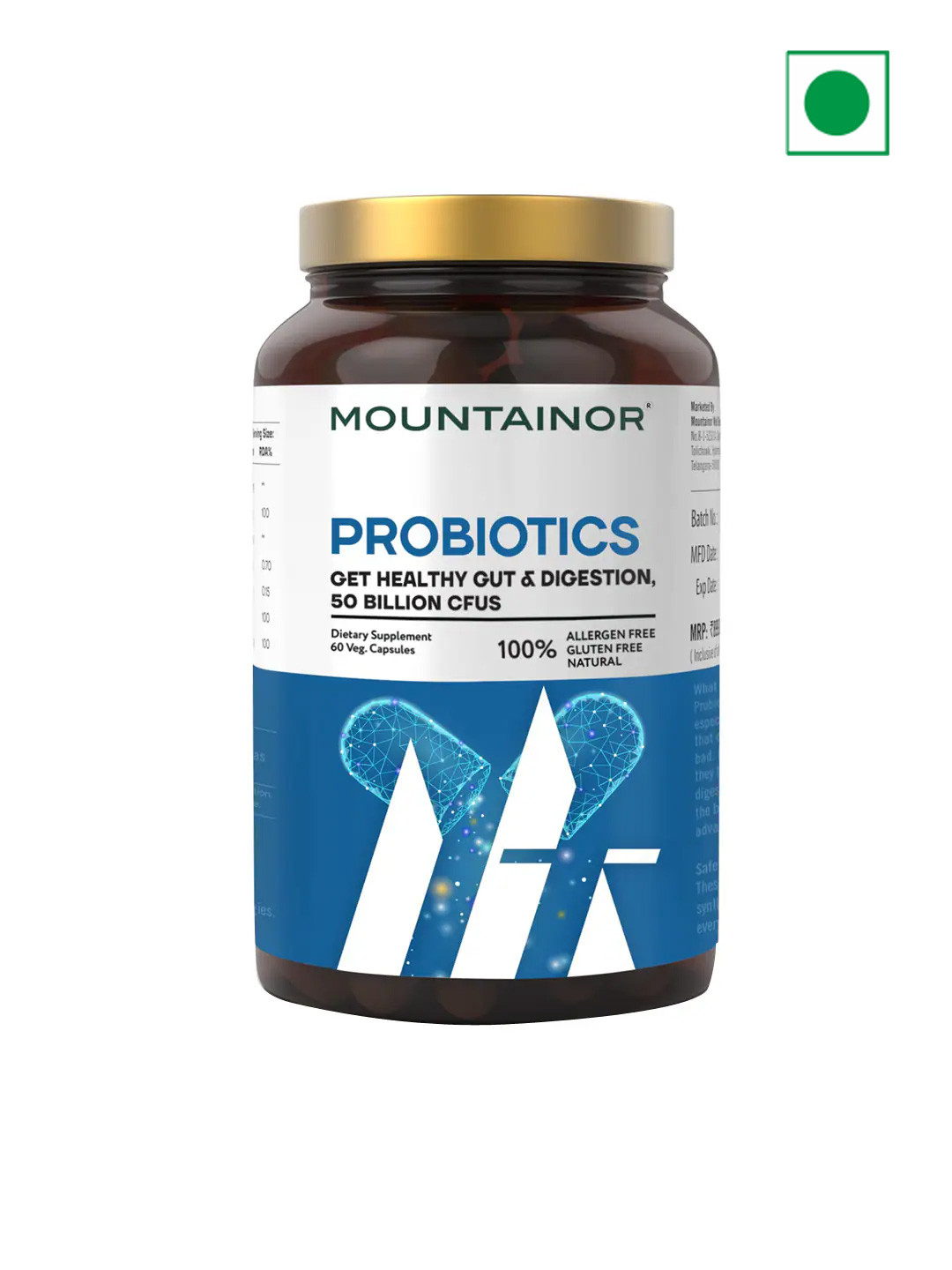 MOUNTAINOR Probiotics Capsules for Healthy Gut & Digestion - 60 Capsules