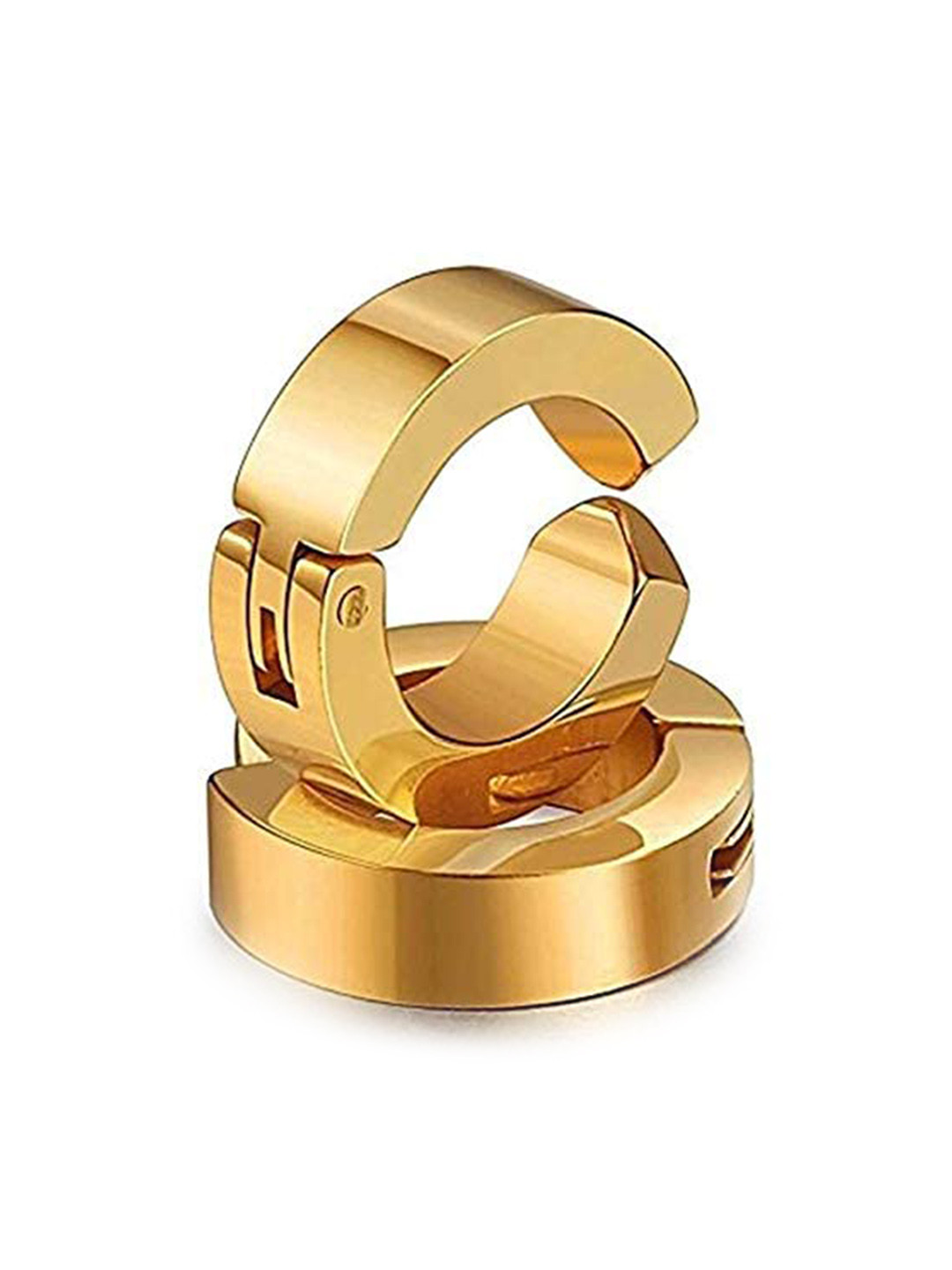 AkashKrishna Men Gold Plated Stainless Steel Circular Hoop Earrings