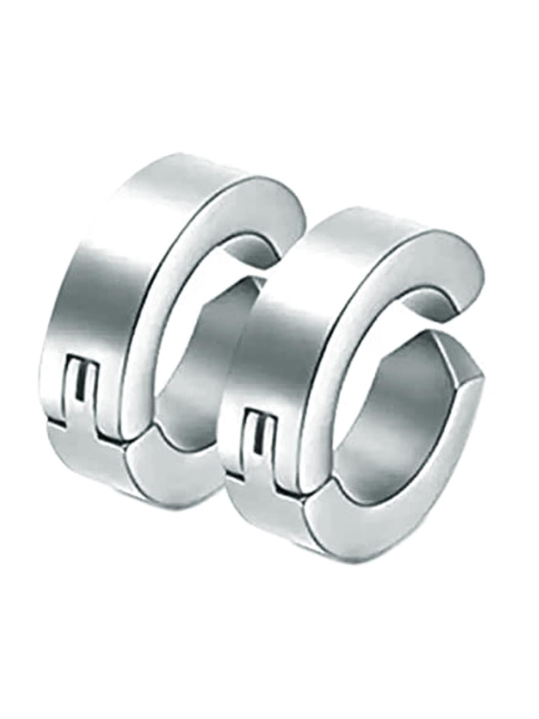 AkashKrishna Men Silver Plated Circular Hoop Earrings