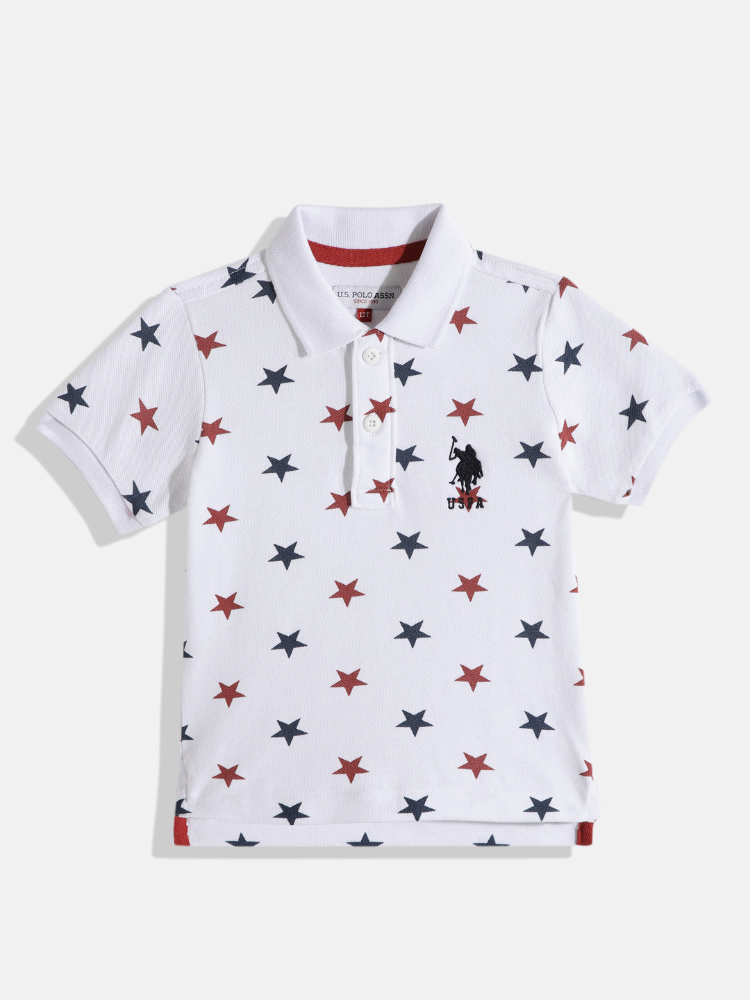 U.S. Polo Assn. Kids Boys Stars Printed Polo Collar Pure Cotton T-shirt
