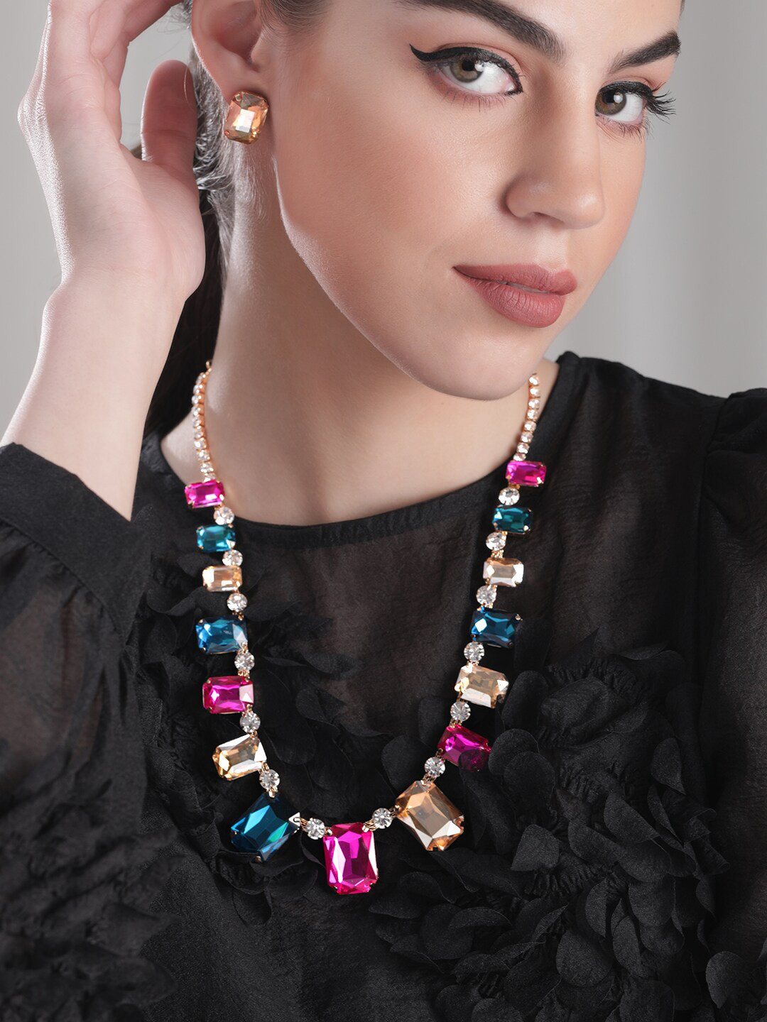 Rubans Gold-Plated Cubic Zirconia Studded Jewellery Set