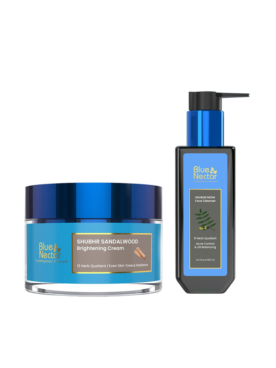 Blue Nectar Set of Subhr Brightening Sandalwood Face Cream 50g & Acne Face Wash 100ml