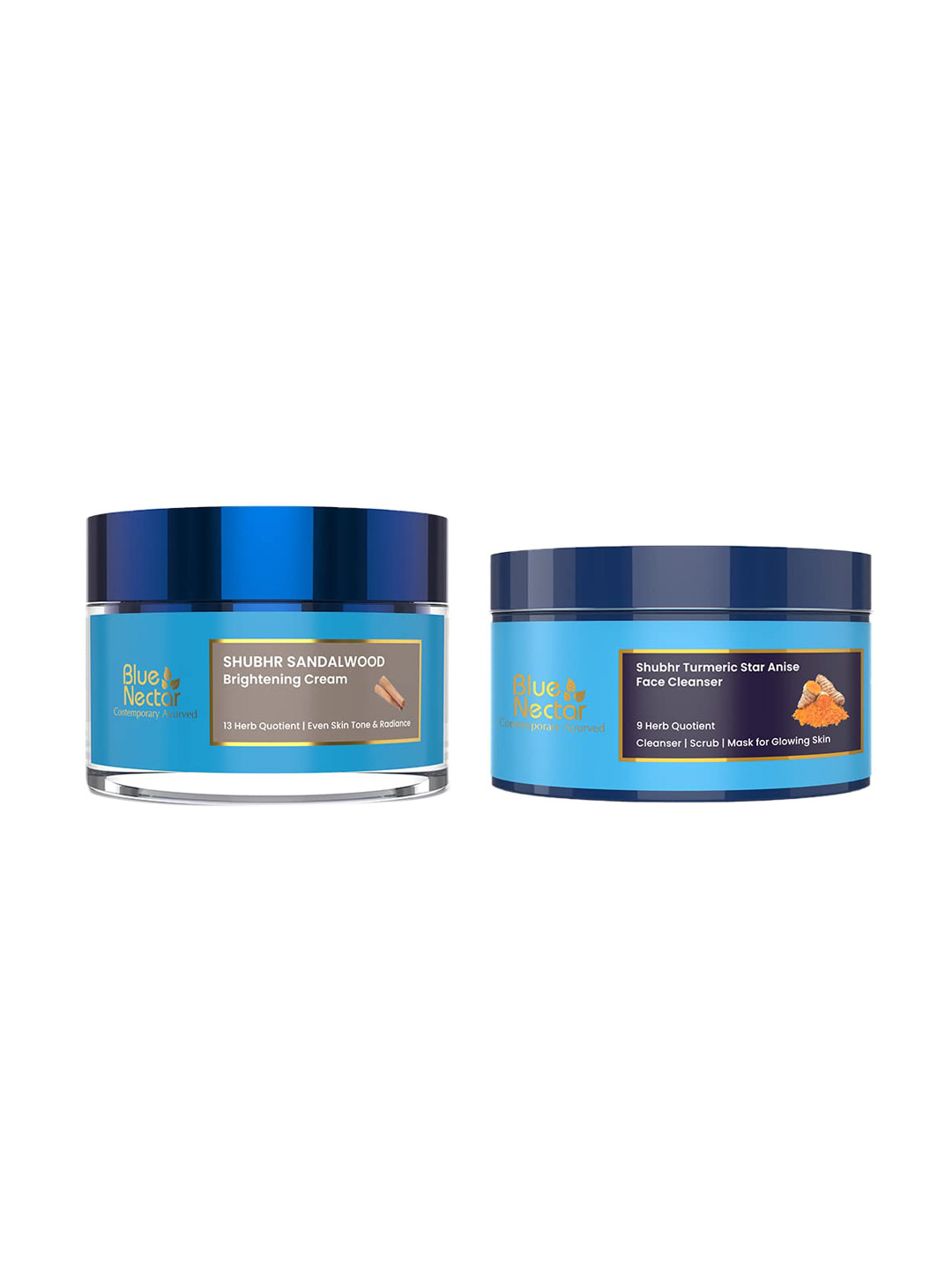 Blue Nectar Subhr Brightening Sandalwood Cream - 150g & Turmeric Face Ubtan - 150g