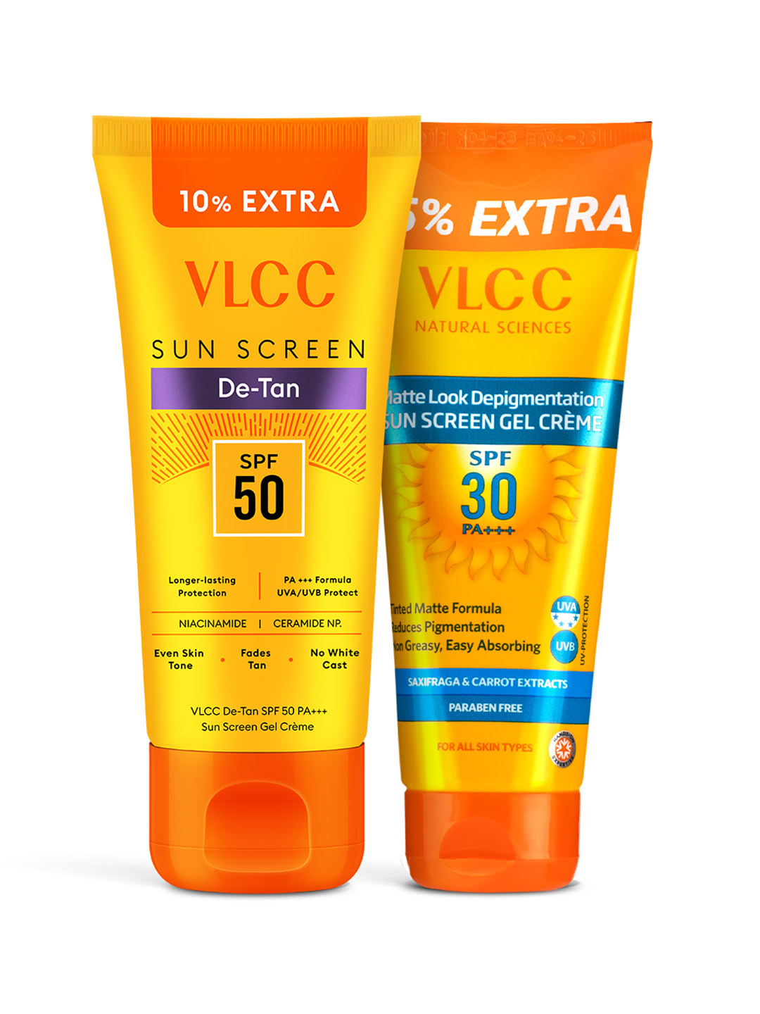 VLCC Matte Look SPF 30 100g & DeTan SPF 50 Sunscreen Gel 100g Combo