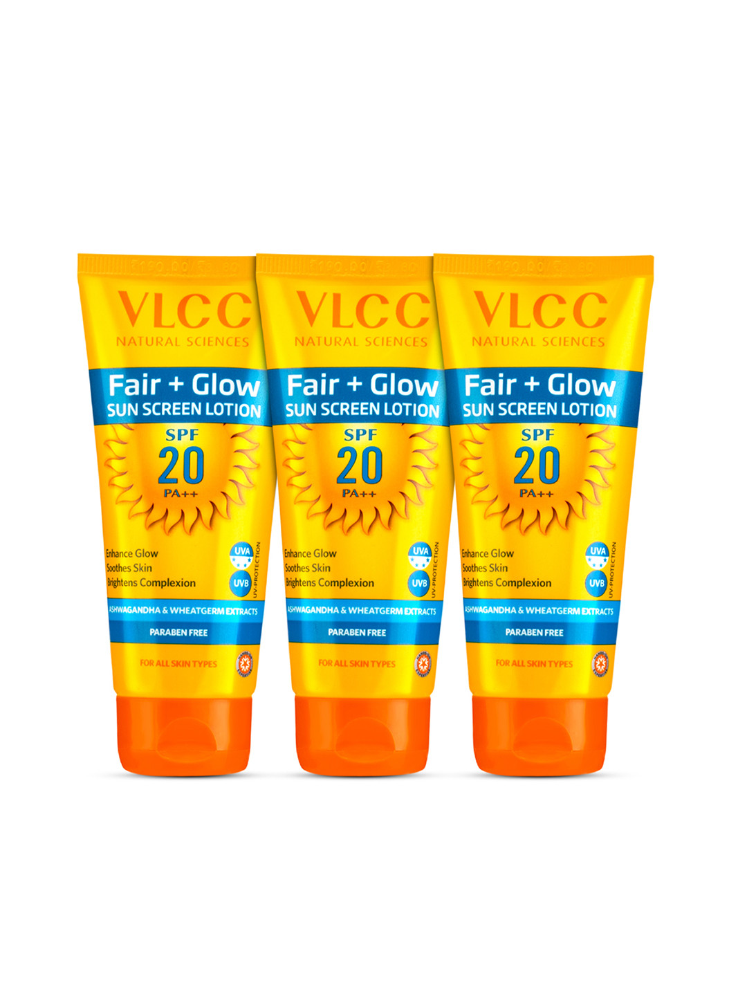 VLCC Set of 3 Fair+Glow SunScreen Lotion SPF20 - 50ml each