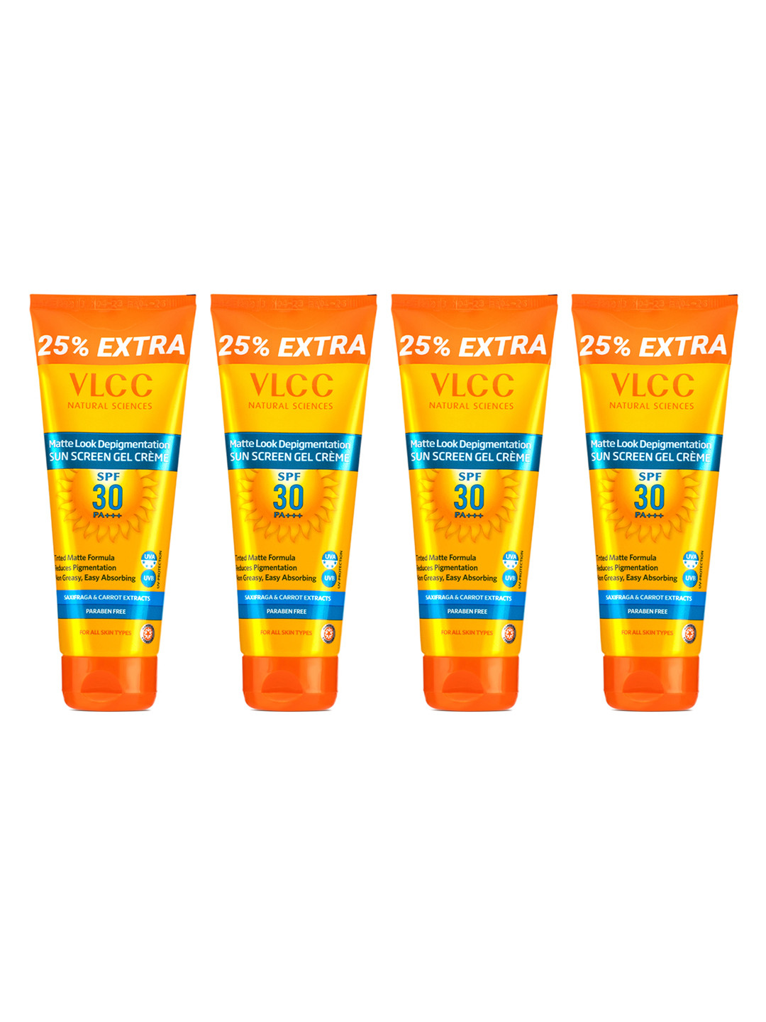 VLCC Set of 4 Matte Look SPF30 SunScreen Gel Creme - 100g each