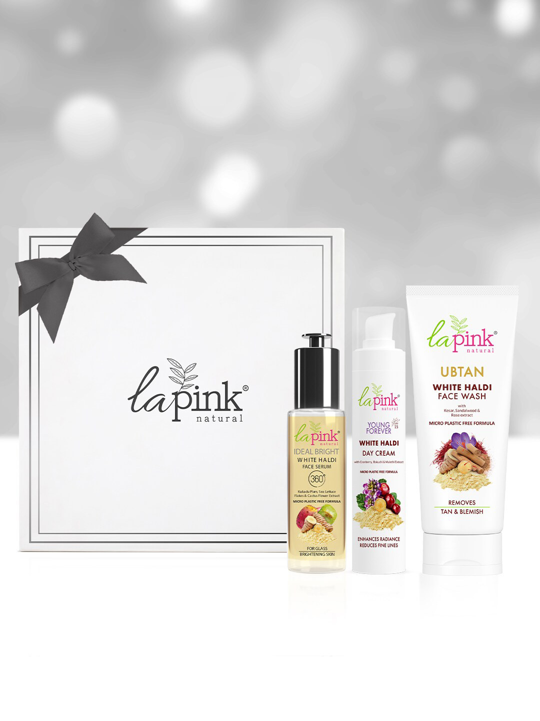 La Pink Gift Set of Ubtan Face Wash, Ideal Bright Serum & Young Forever Day Cream