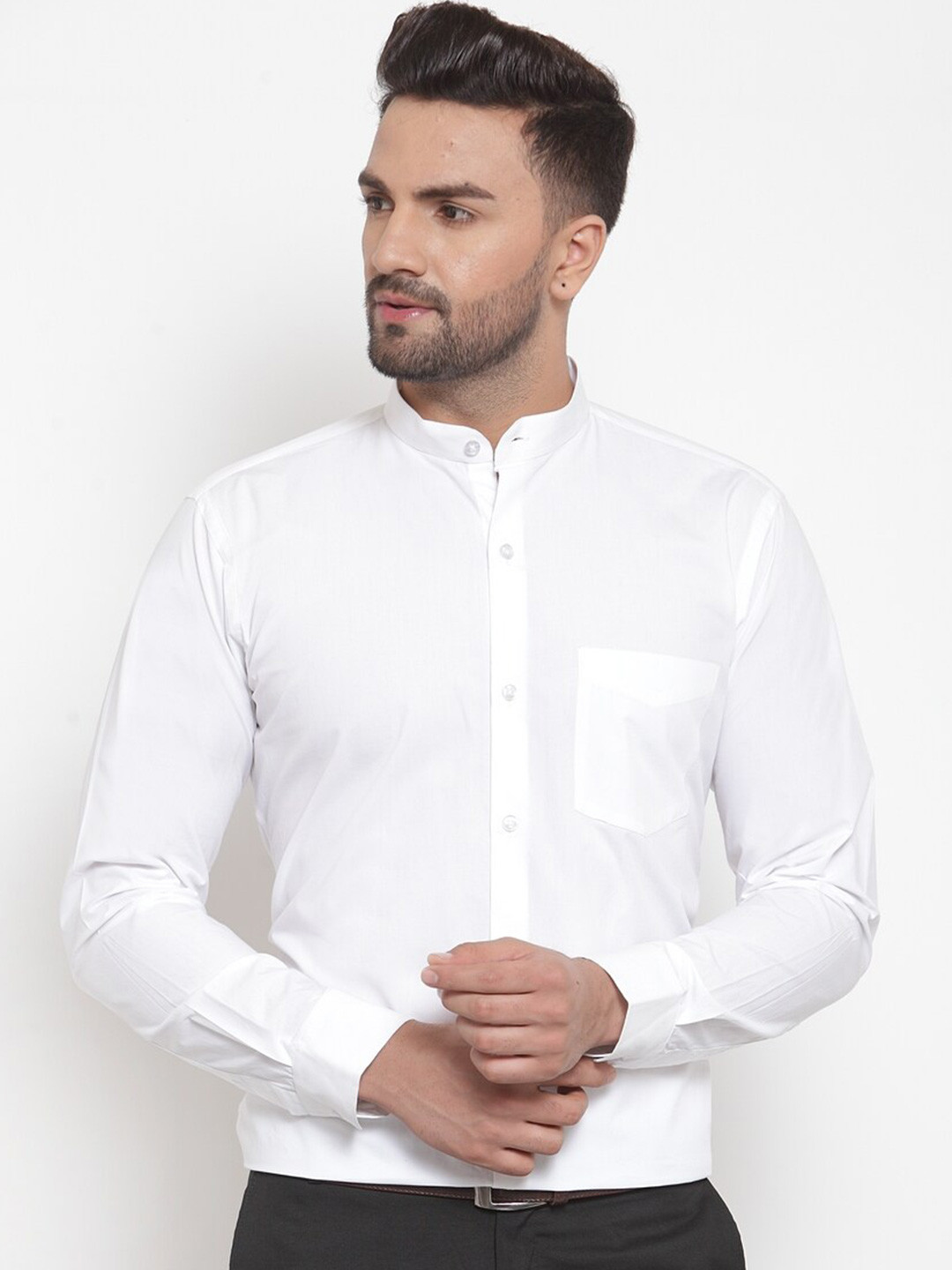 ASCIIBLUES Mandarin Collar Formal Shirt