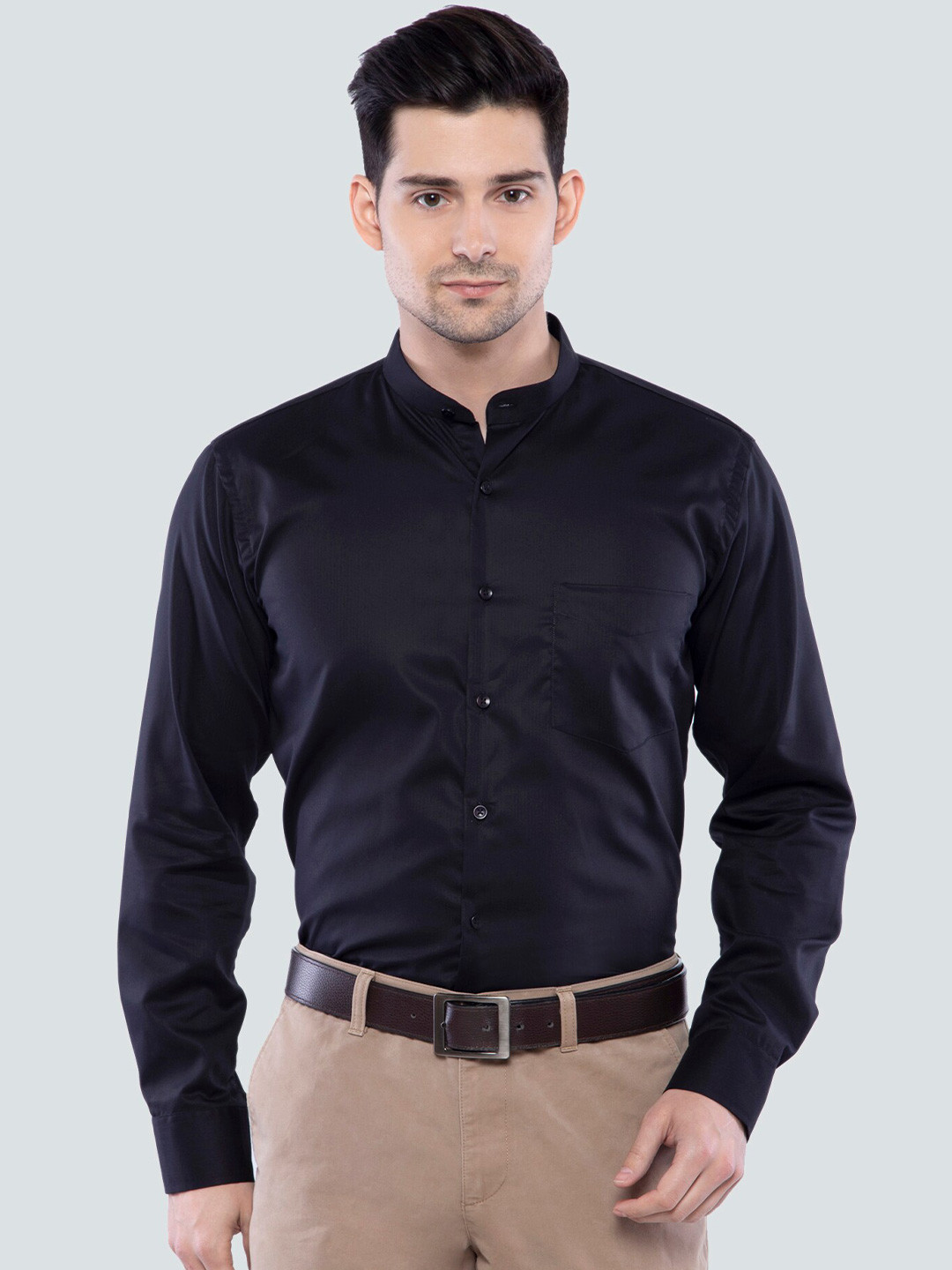 ASCIIBLUES Mandarin Collar Formal Shirt