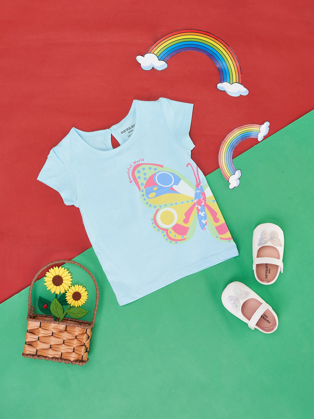 Pantaloons Baby Infant Girls Graphic Printed Cotton T-shirt
