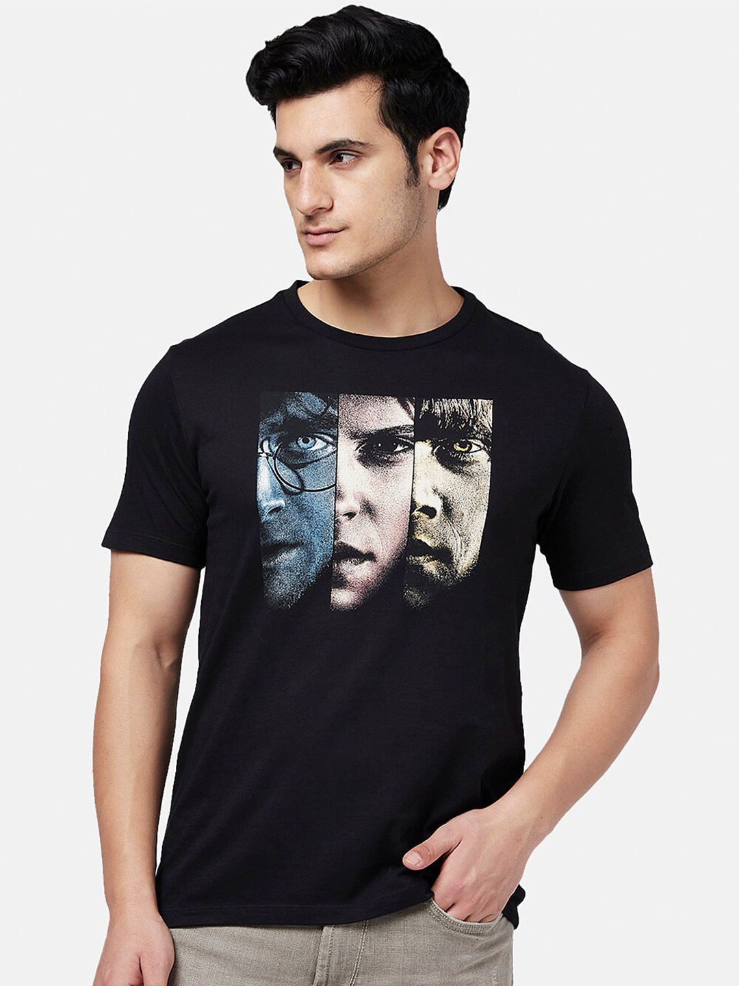 SF JEANS by Pantaloons Harry Potter Printed Cotton Slim Fit T-shirt