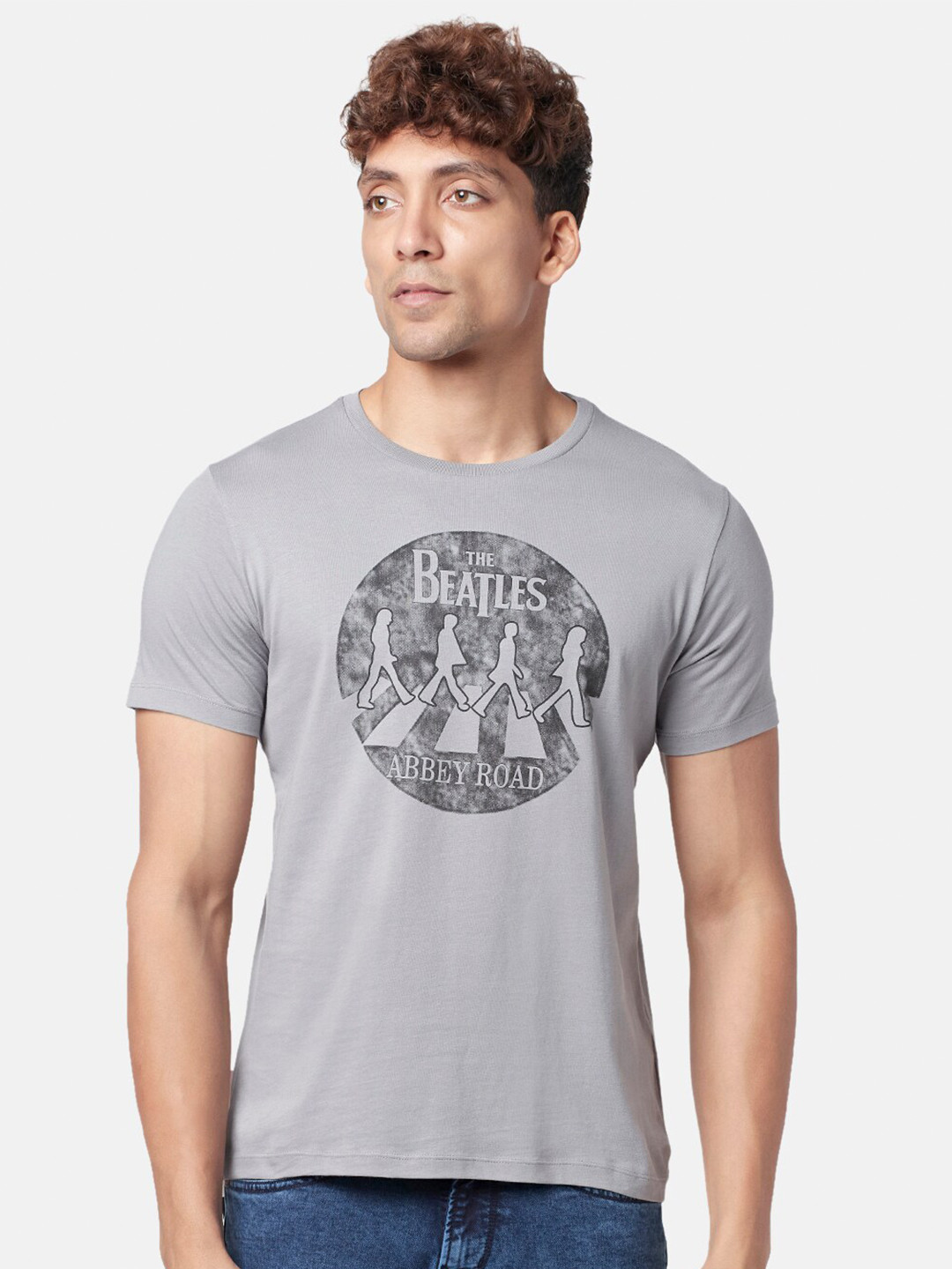 SF JEANS by Pantaloons The Beatles Printed Slim Fit Cotton T-shirt