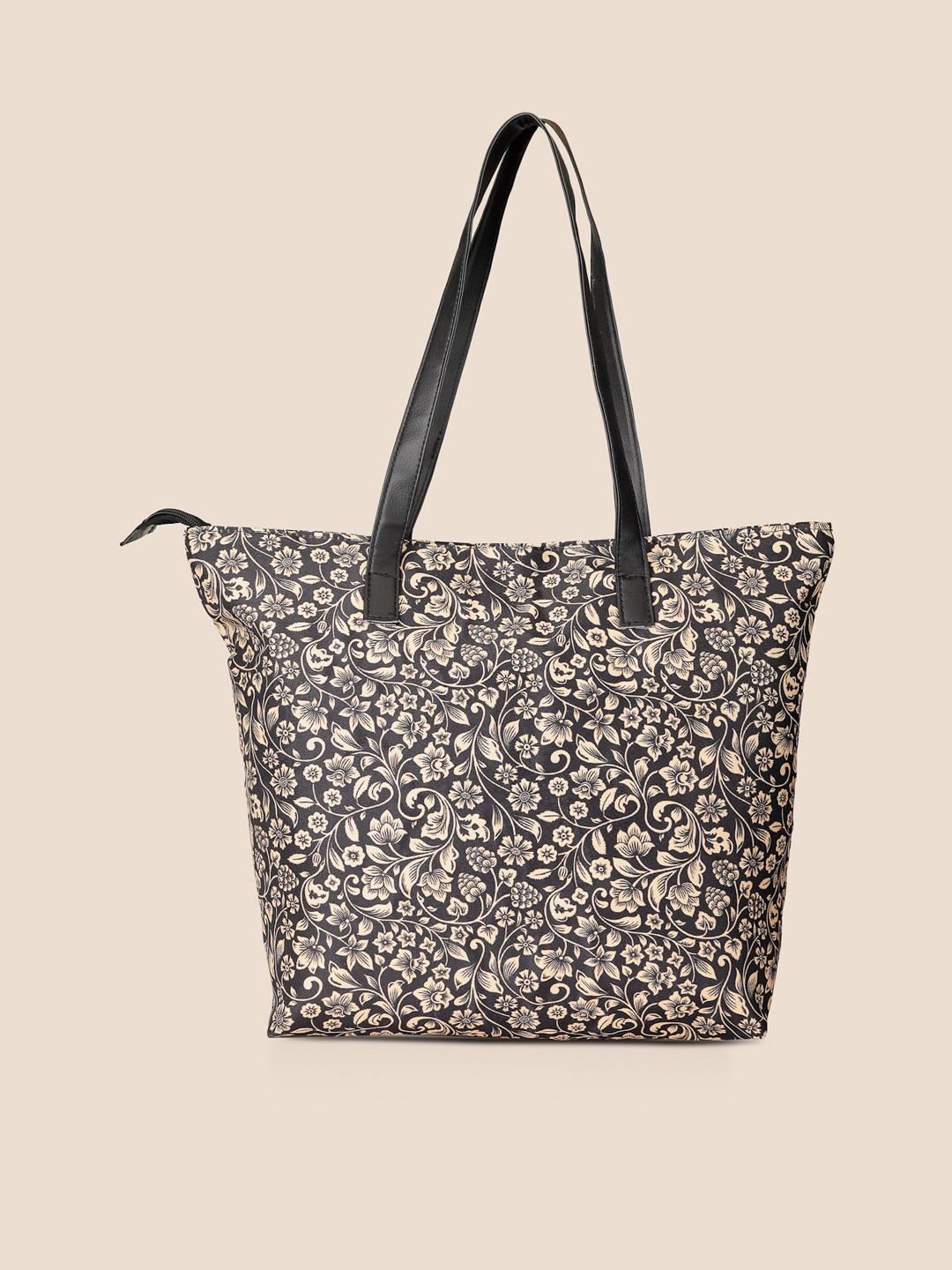 DressBerry Black & Yellow Floral Printed Oversized Shopper Tote Bag
