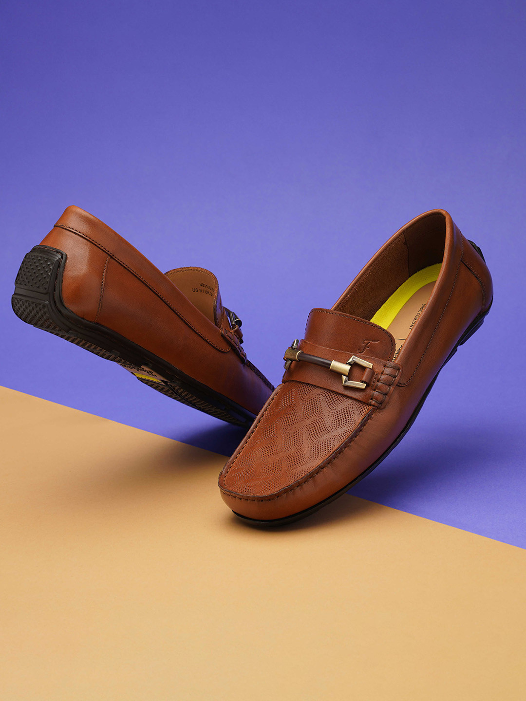 Florsheim Men Textured Leather Horsebit Driving Shoes