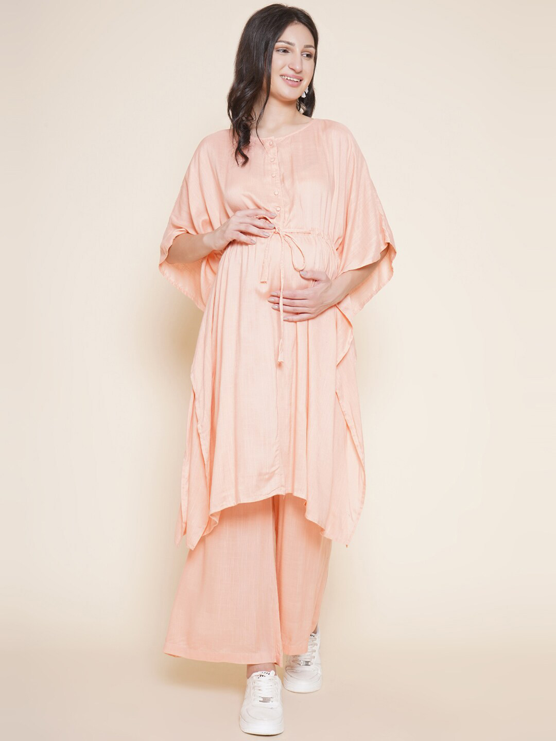 Mine4Nine Flared Sleeves Maternity Kaftan Kurta with Palazzos
