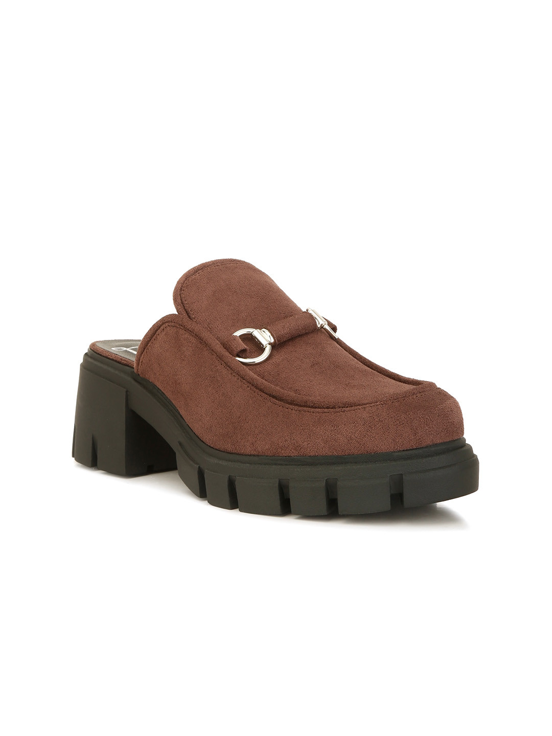 London Rag Buckled Suede Platform Heel Mules