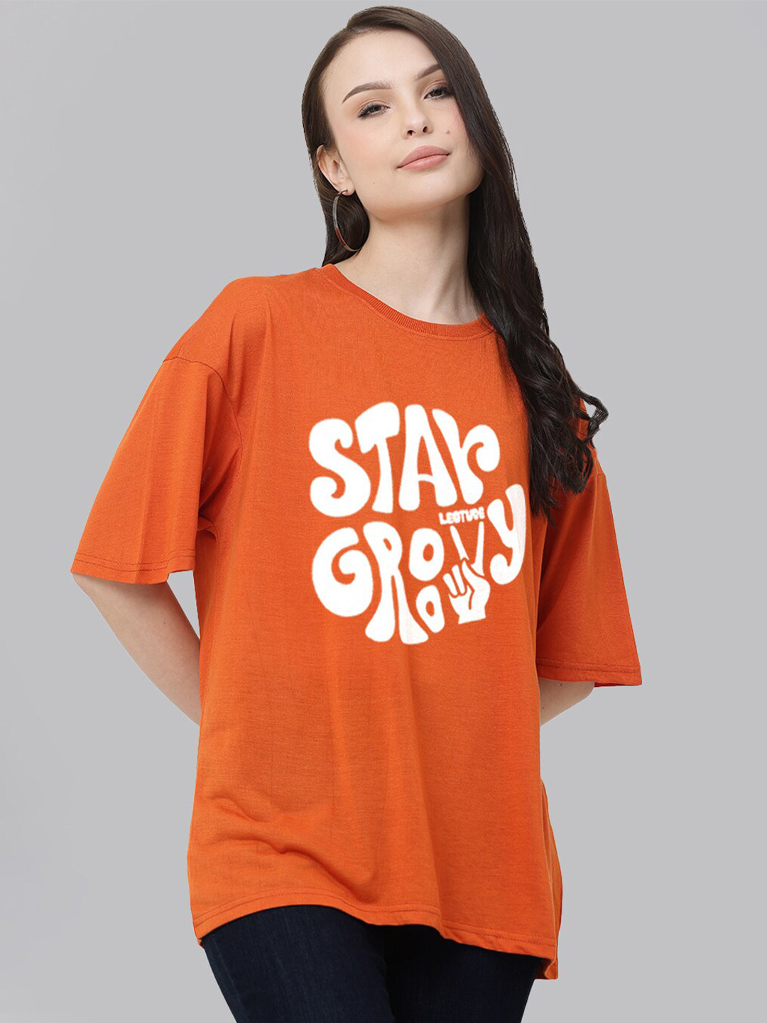 Leotude Typography Printed Oversized T-shirt